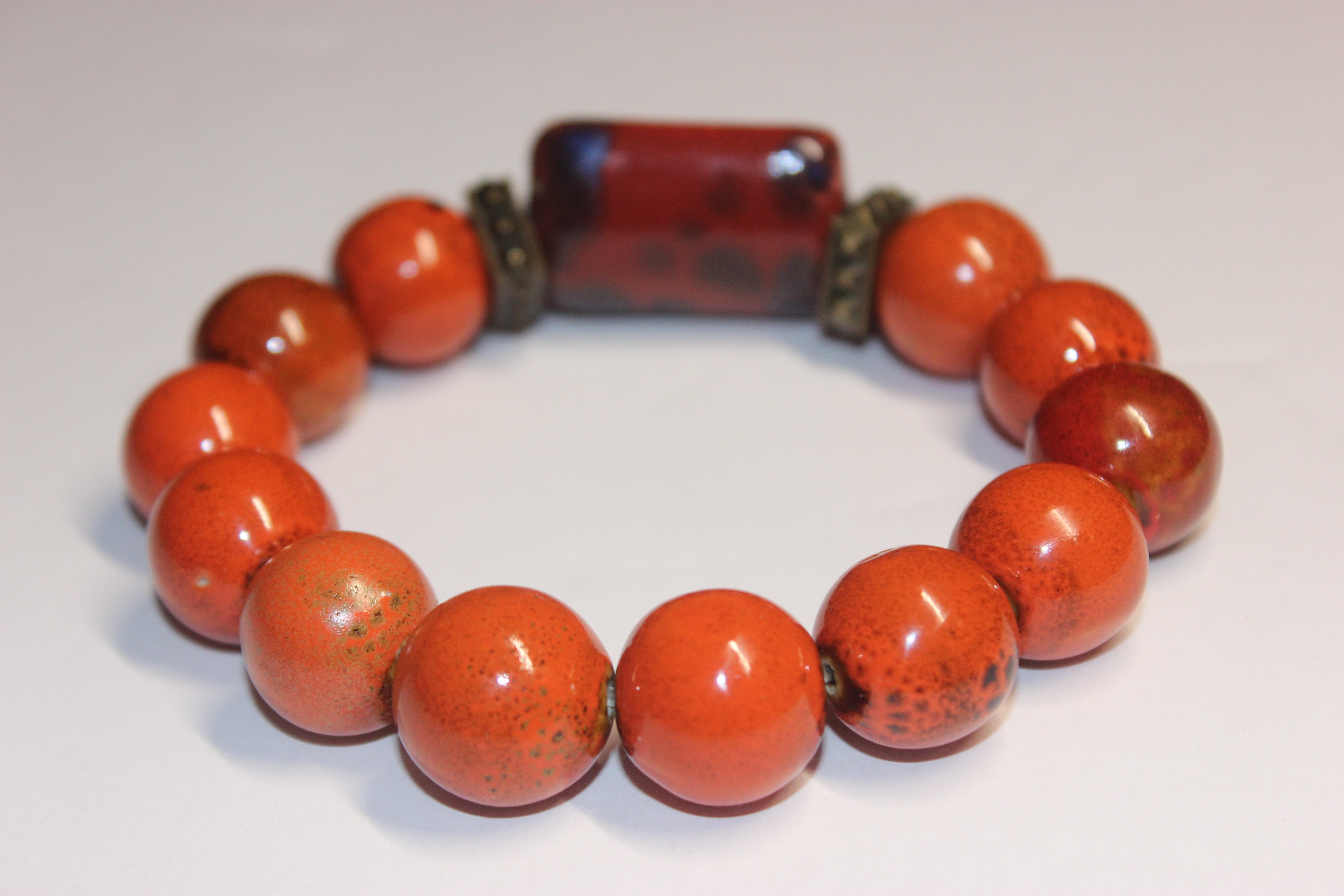Shades Of Orange Gemstone Bracelet