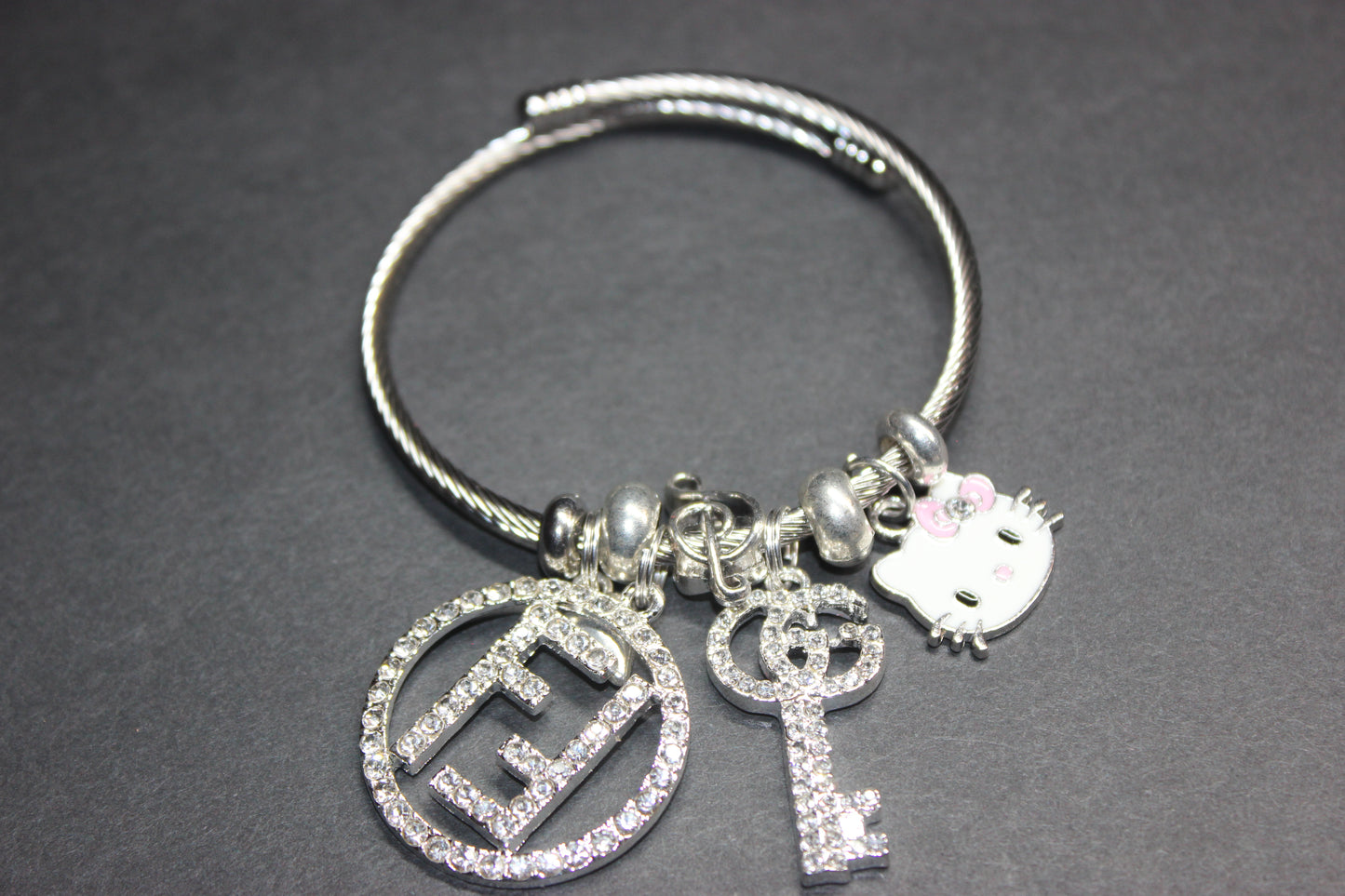 Silver Charm Bangle Bracelet