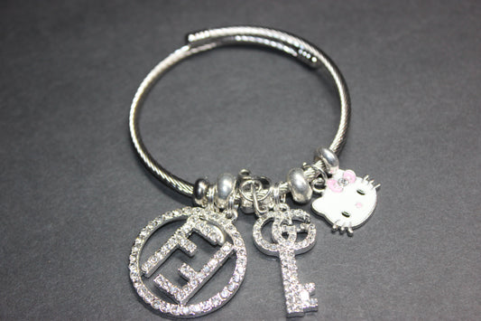 Silver Charm Bangle Bracelet