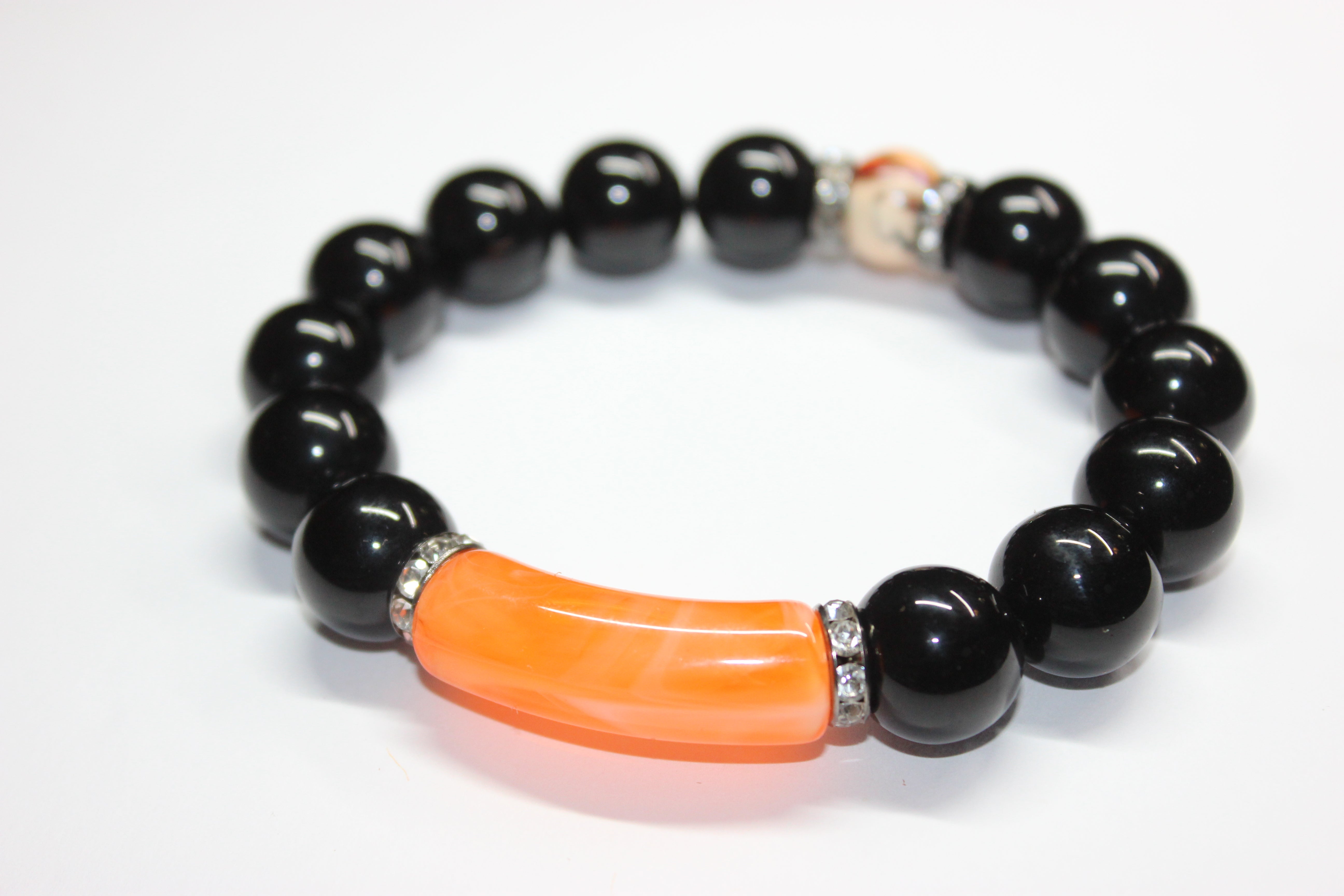 Black & Orange Beaded Bracelet