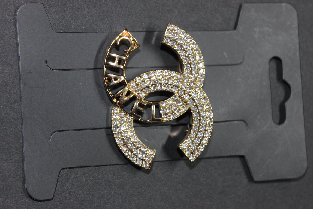 Gold & Rhinestone Brooch Pin