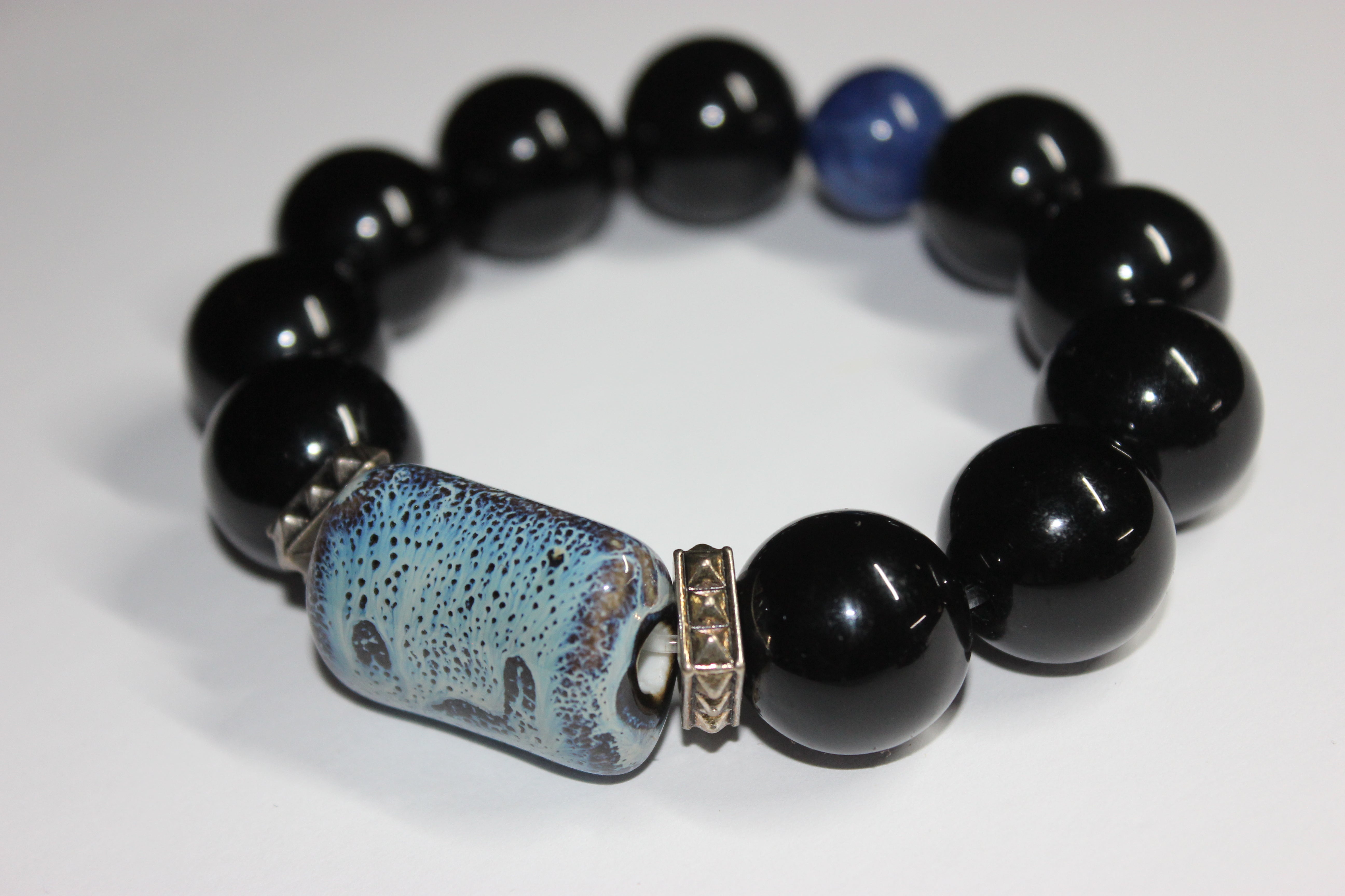 Large Beaded Black & Blue Necklace