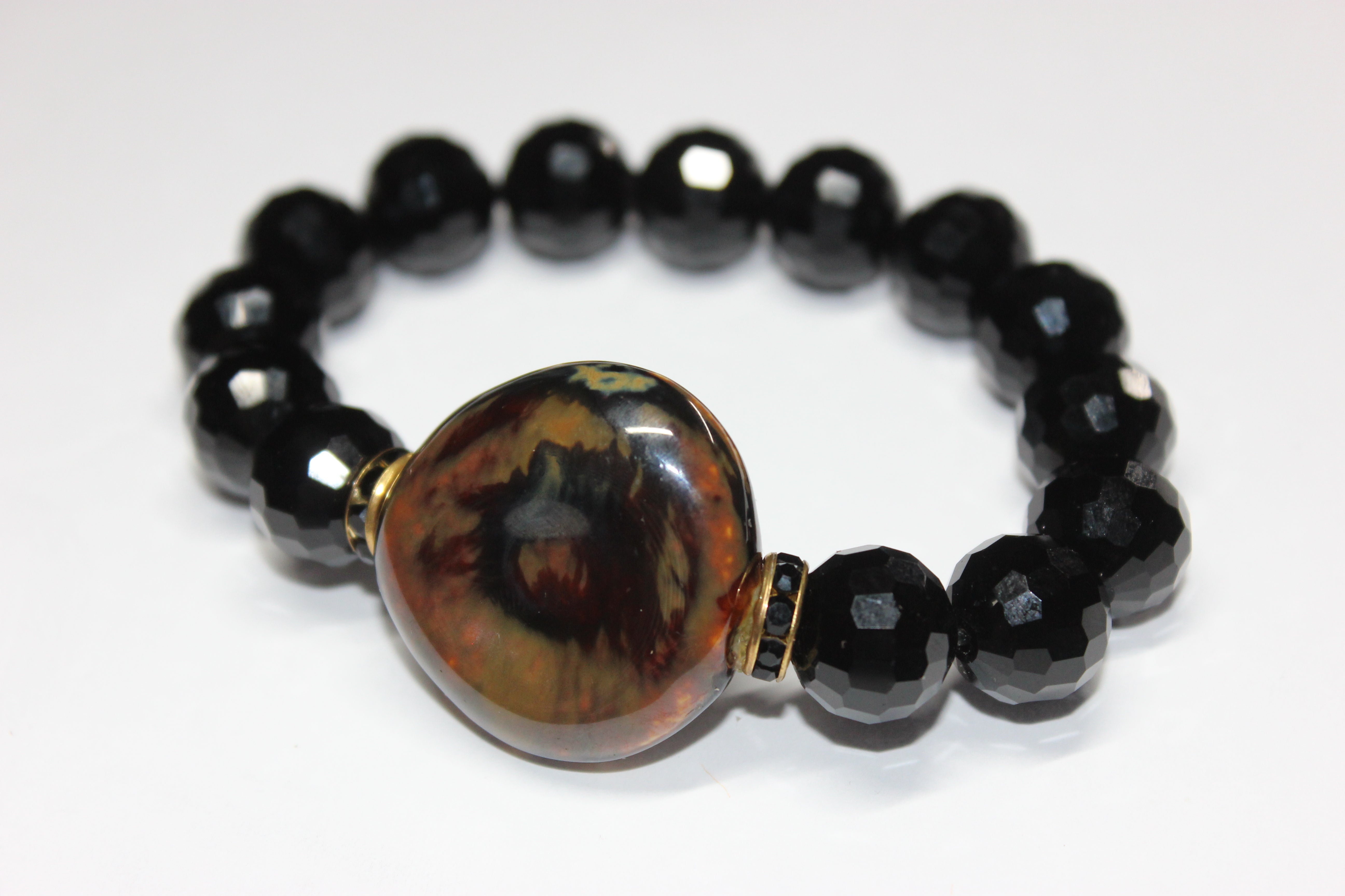 Black Ice & Tiger Eye Ceramic Stone Bracelet