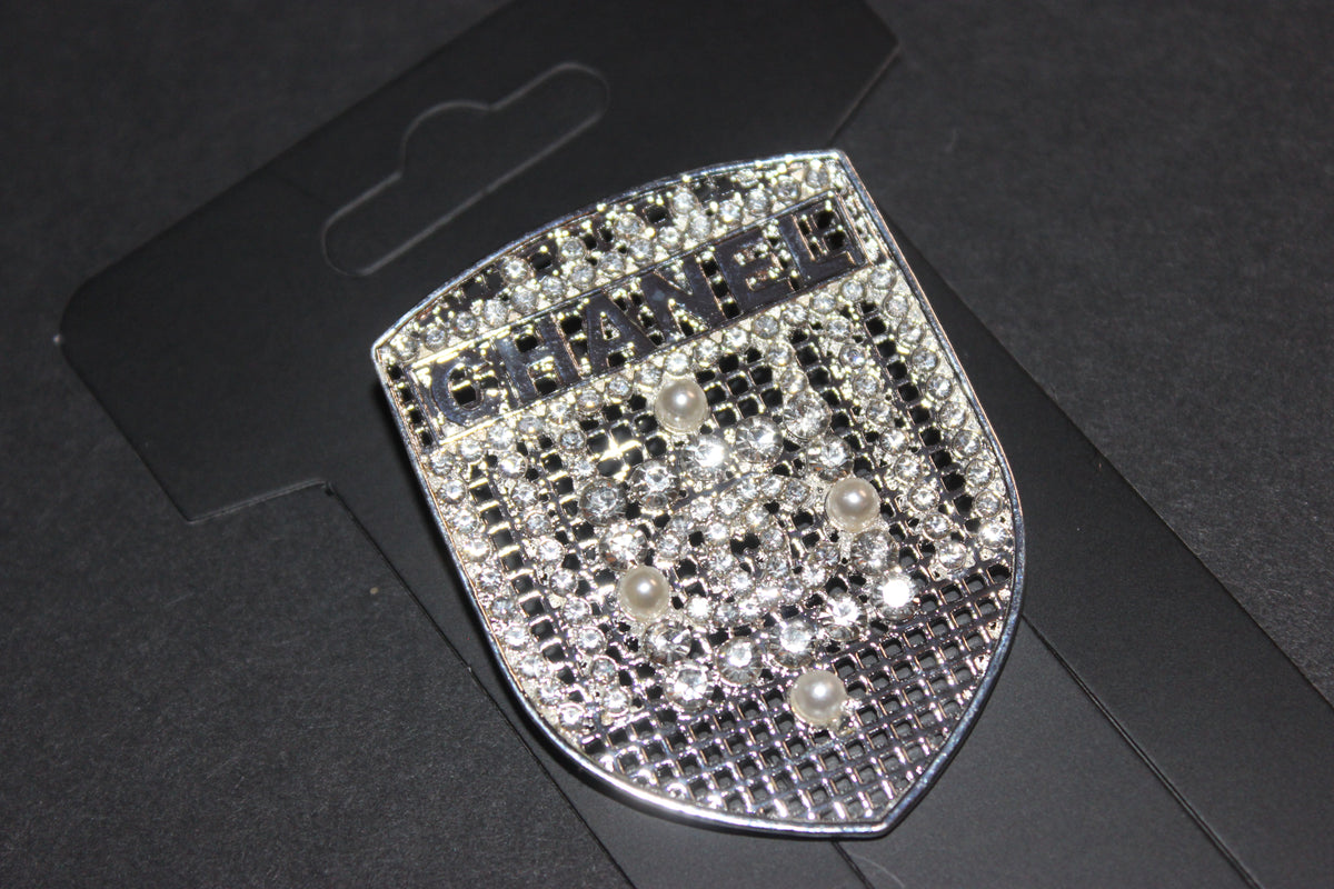 Silver Rhinestone Brooch Pin