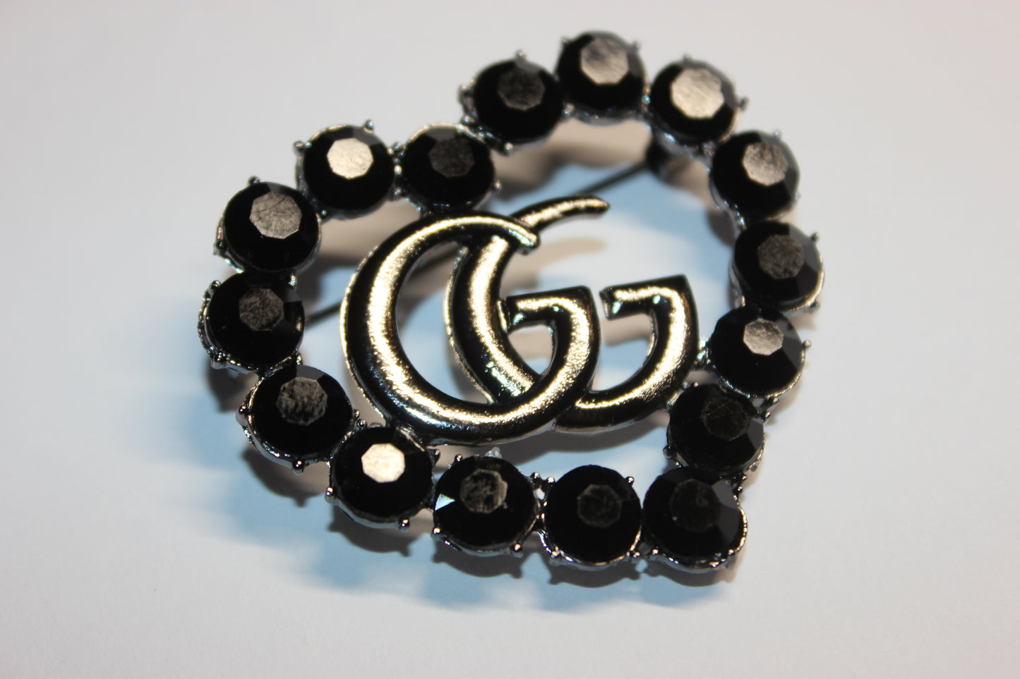 Black Rhinestone Brooch Pin
