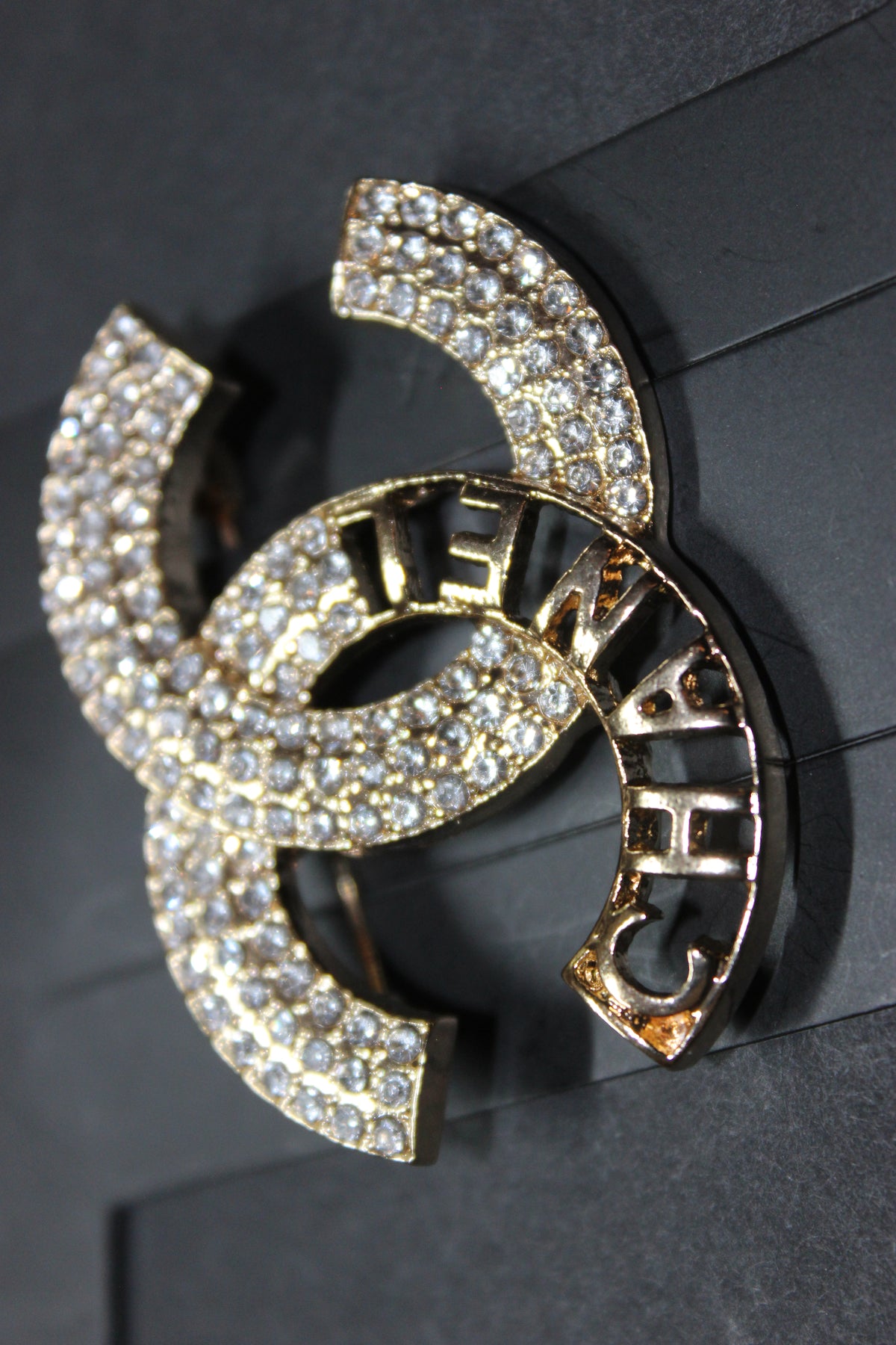 Gold & Rhinestone Brooch Pin