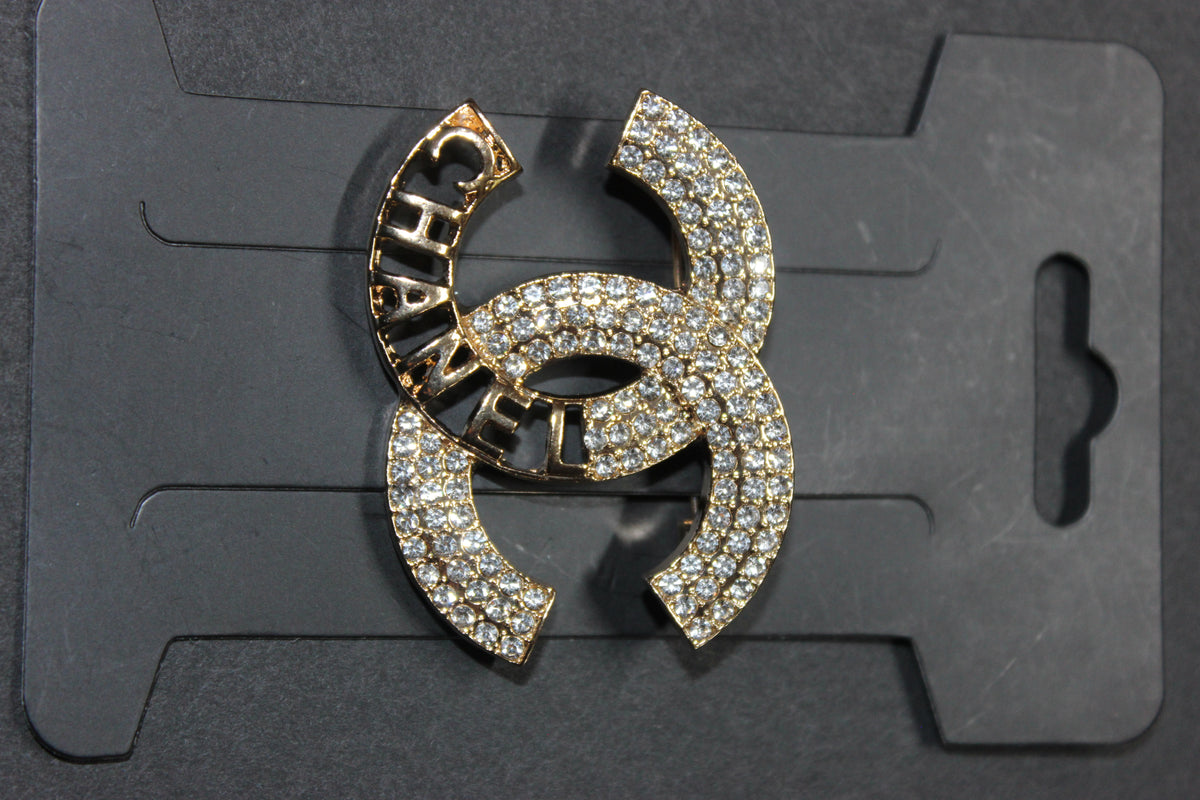 Gold & Rhinestone Brooch Pin