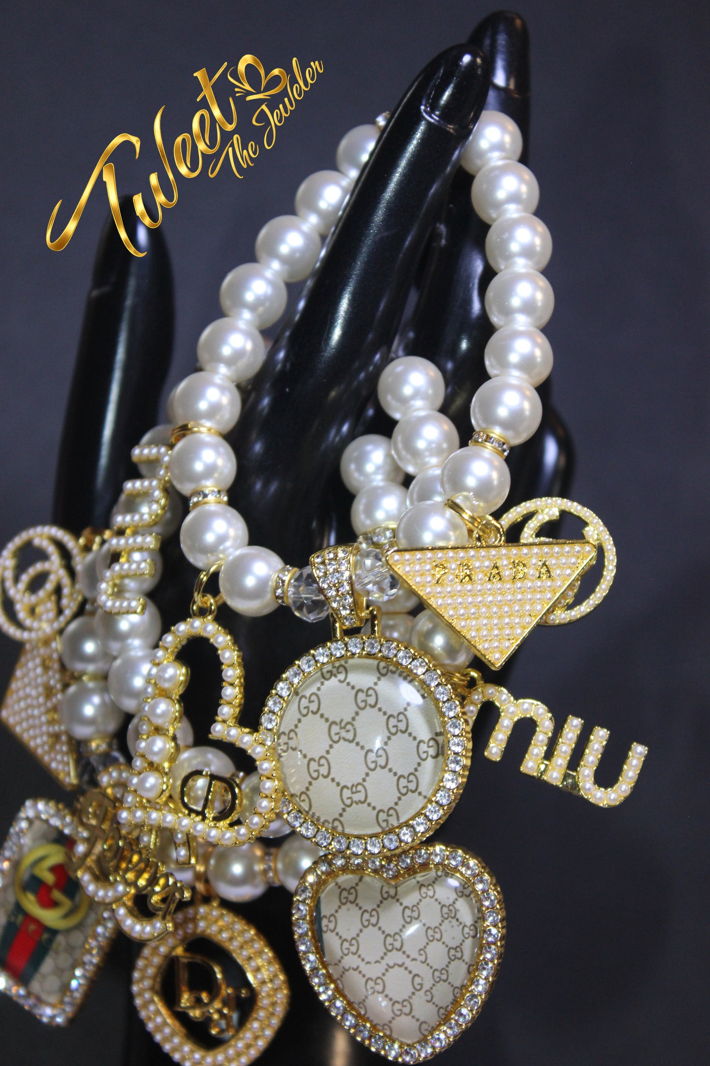 3 Piece Luxury Pearl & Gold Charm Bracelet Set
