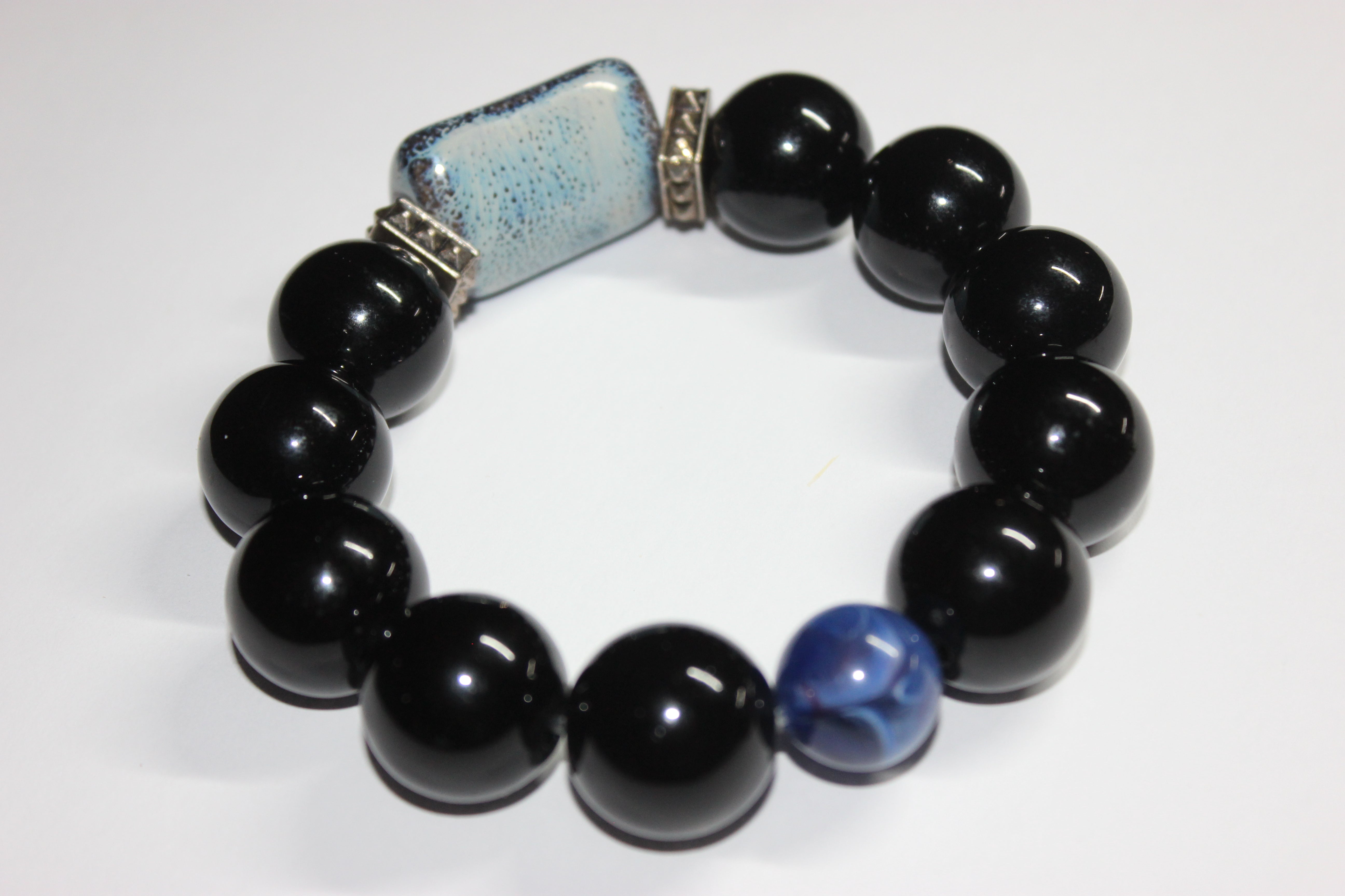 Large Beaded Black & Blue Necklace