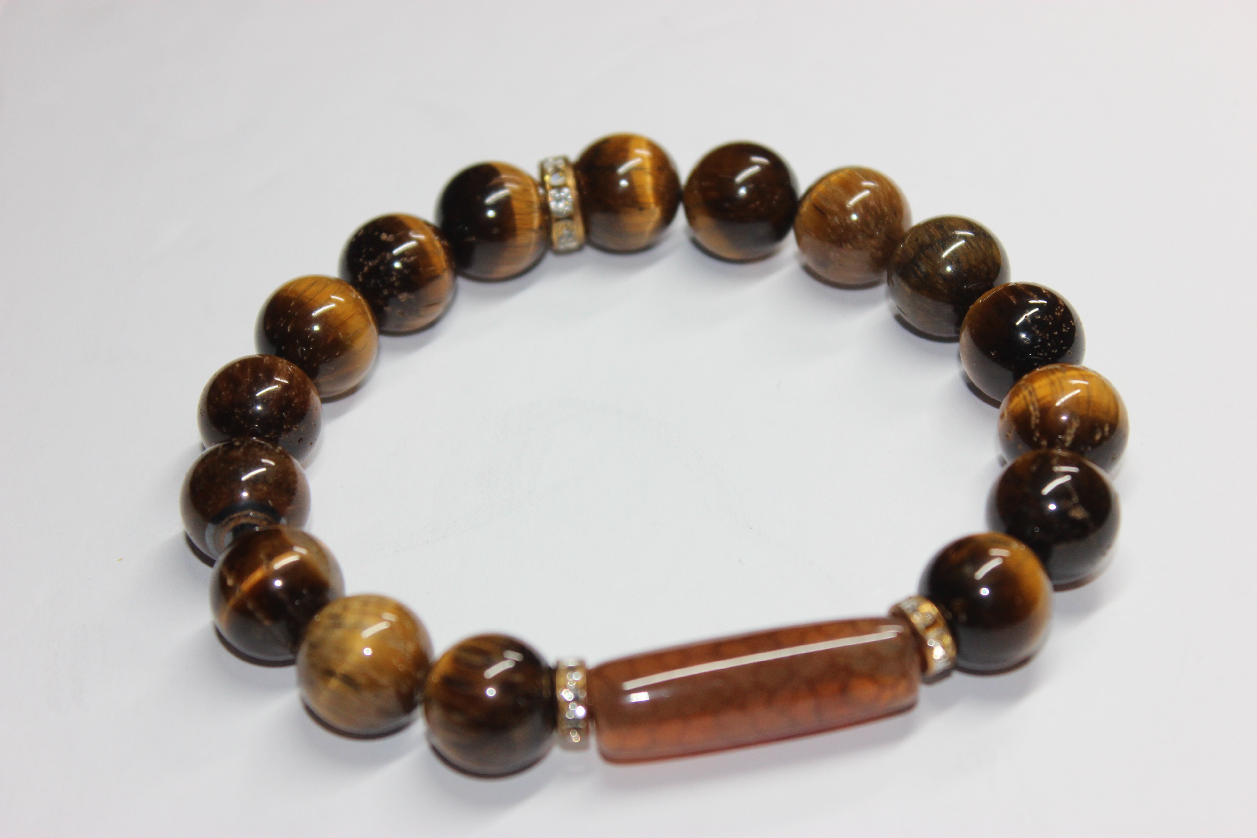 10mm Brown & Gold Tiger Eye Beaded Bracelet