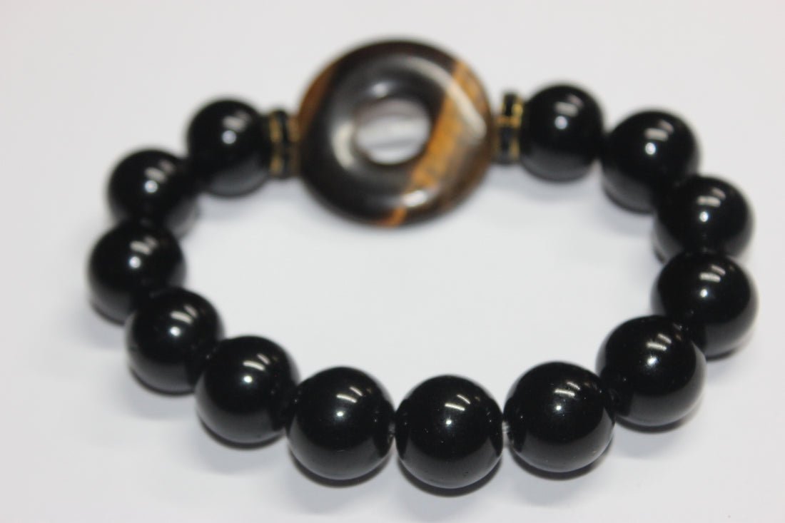 Black Gold & Tiger Eye Beaded Bracelet