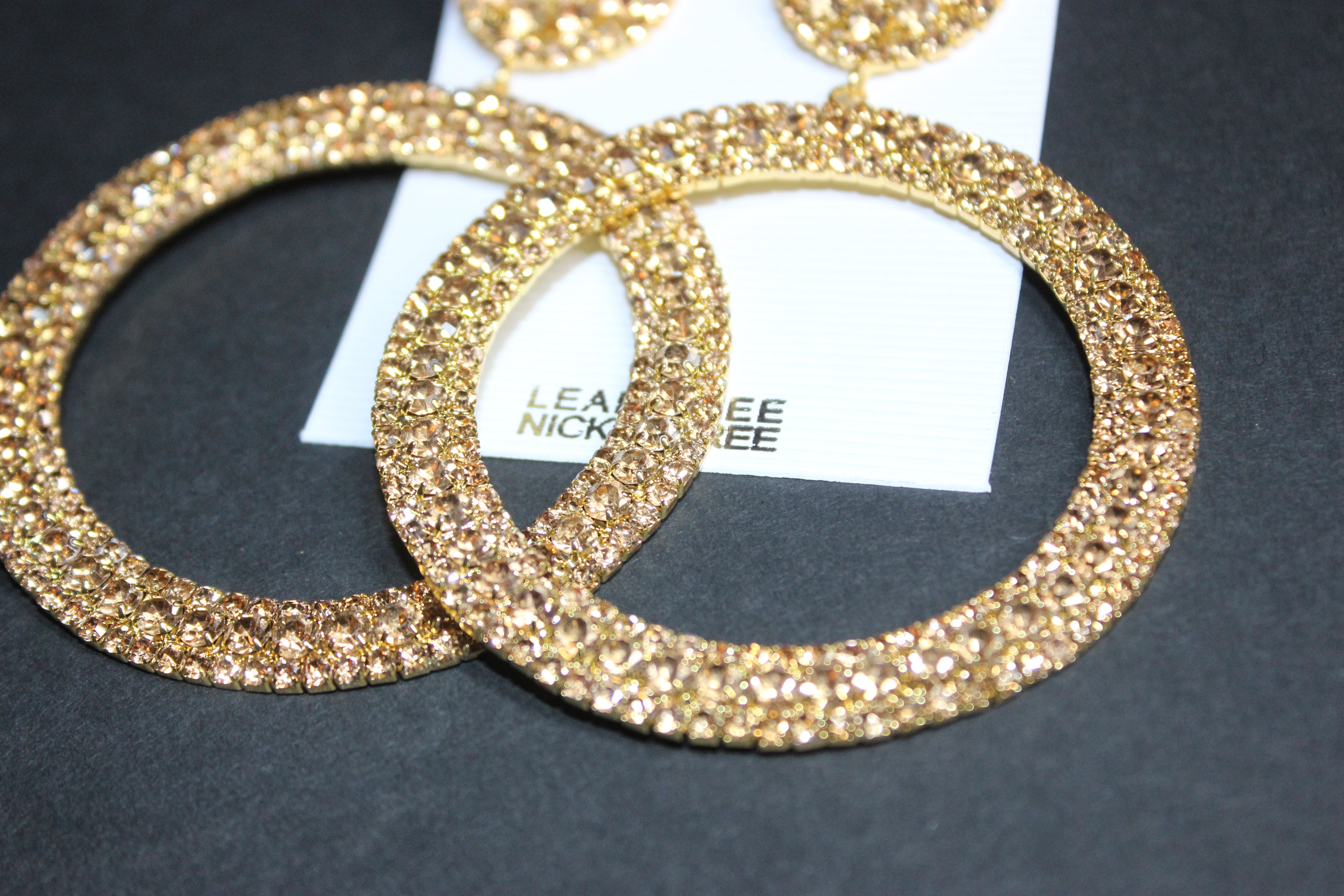 Champagne Rhinestone Hoop Earrings