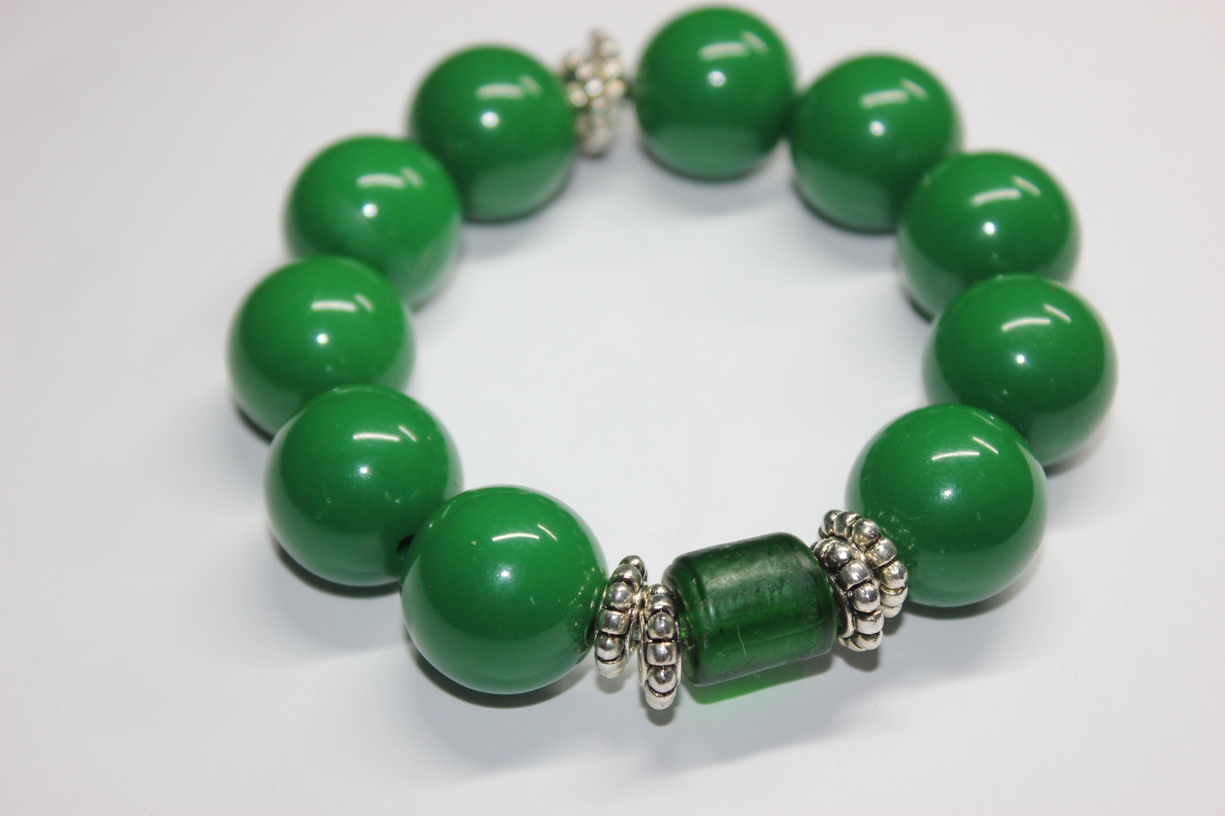 Large Green Beaded Bracelet