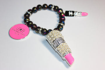 Black/Pink White w/ Silver Charm Bracelet (1)