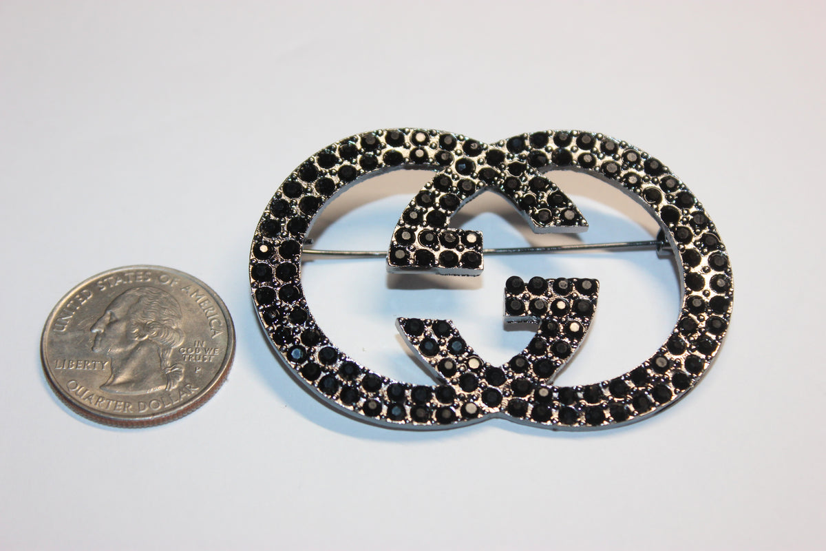 Black Rhinestone Brooch Pin