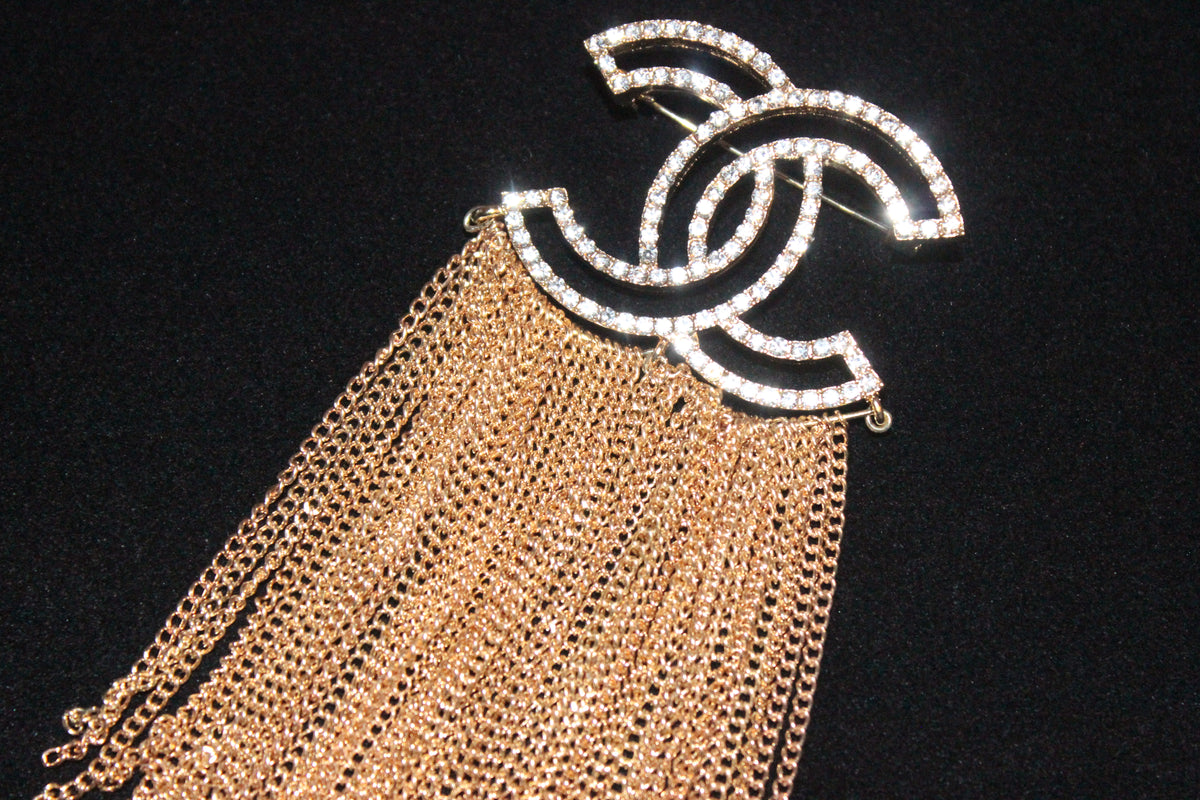 Gold Chain Brooch Pin