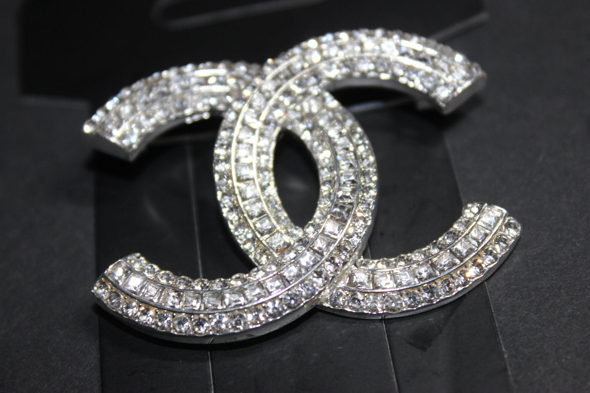 Silver Rhinestone Brooch Pin