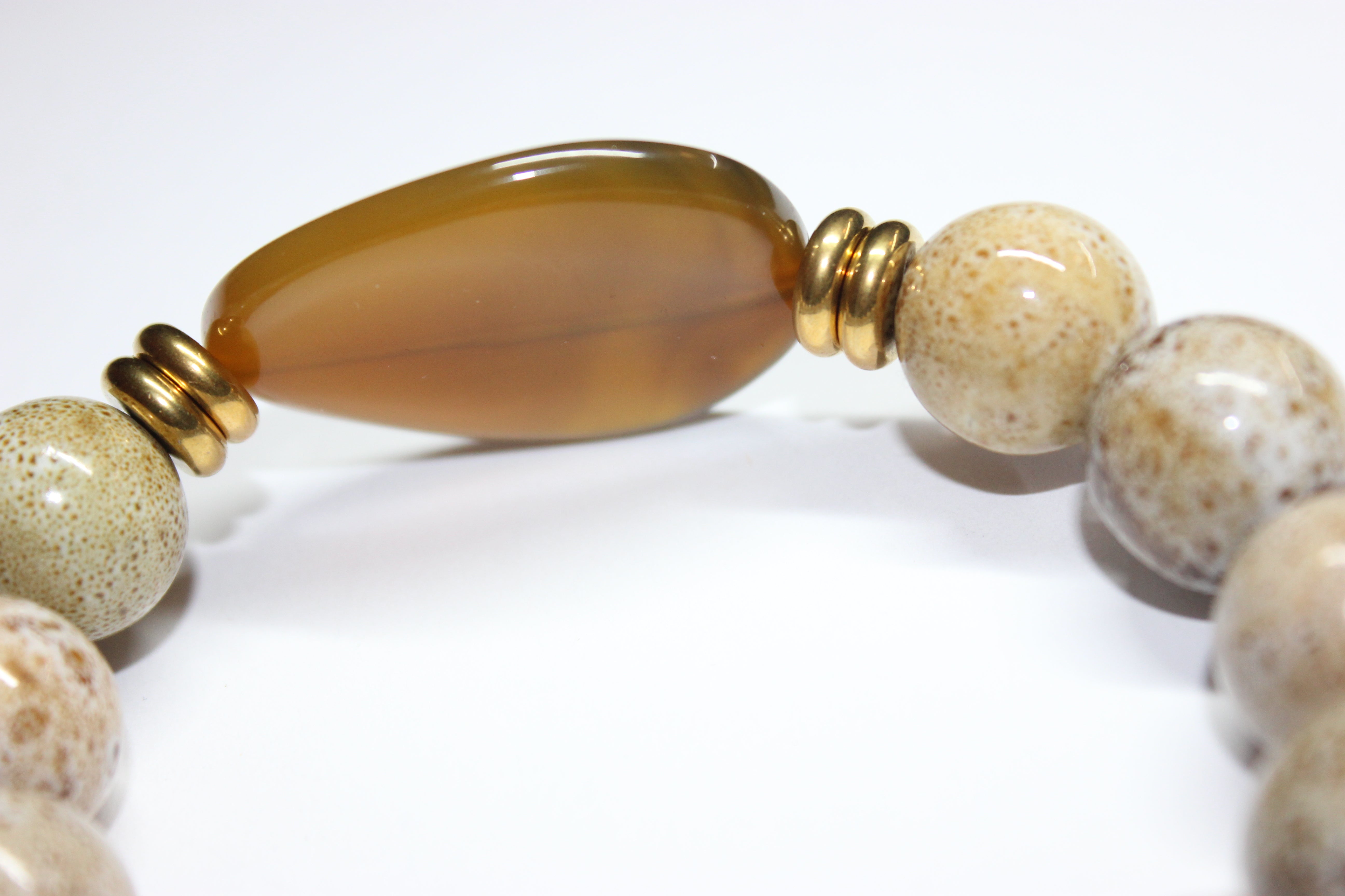 Beige Brown & Gold Bracelet