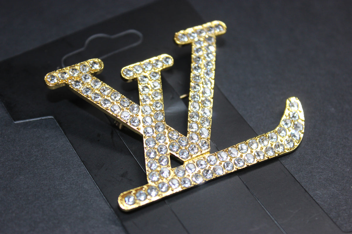 Gold Rhinestone Brooch Pin