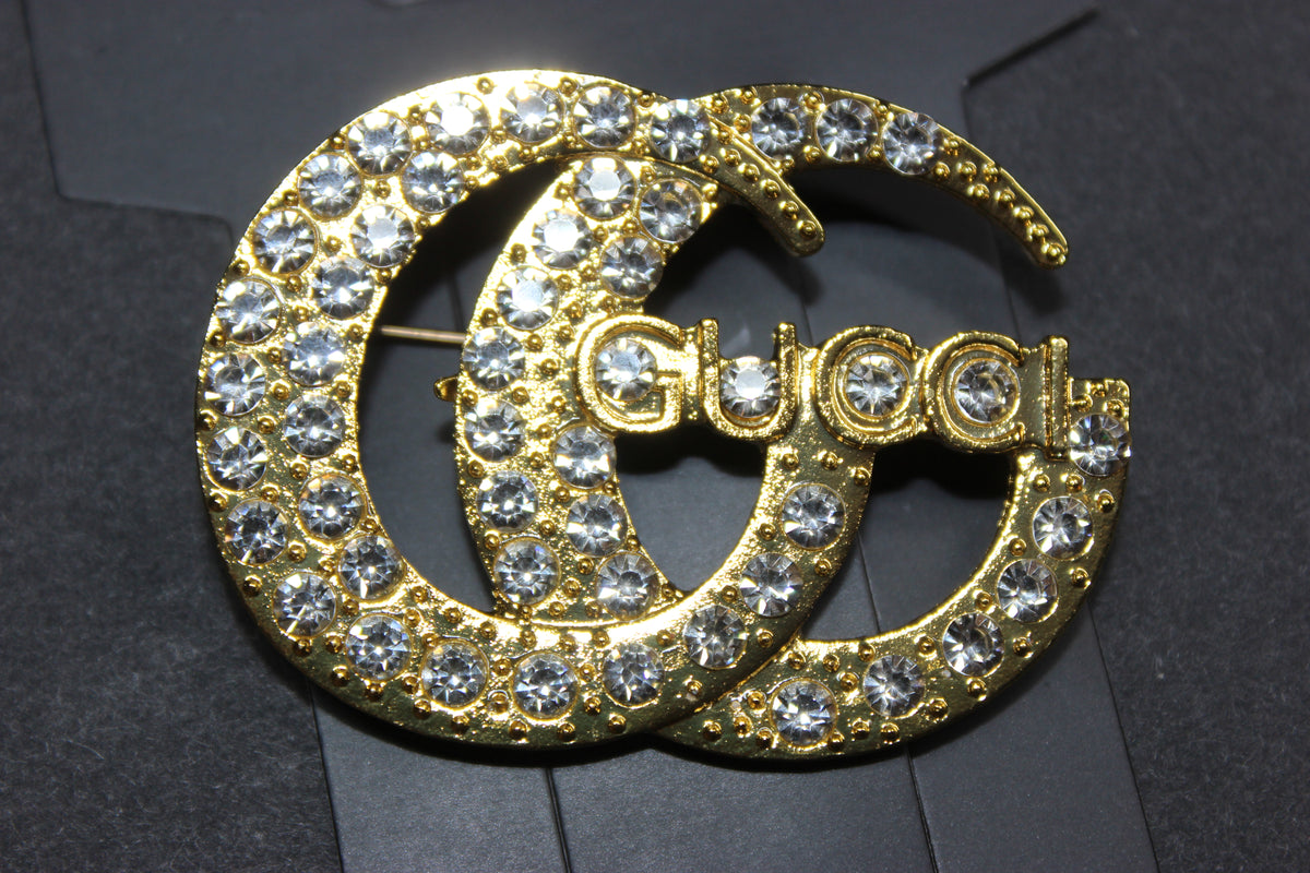 Gold Rhinestone Brooch Pin