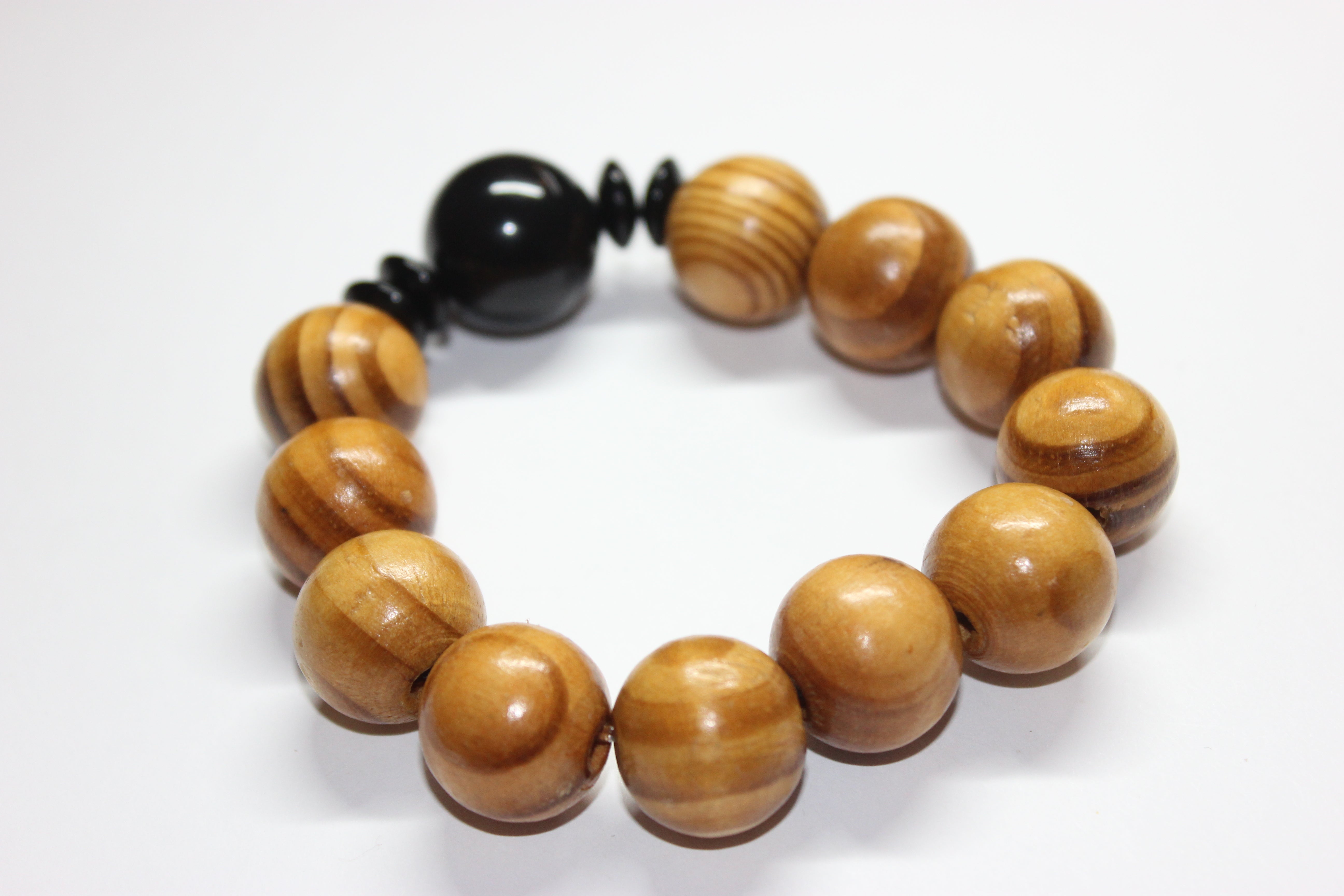 Black & Wood Beaded Bracelet