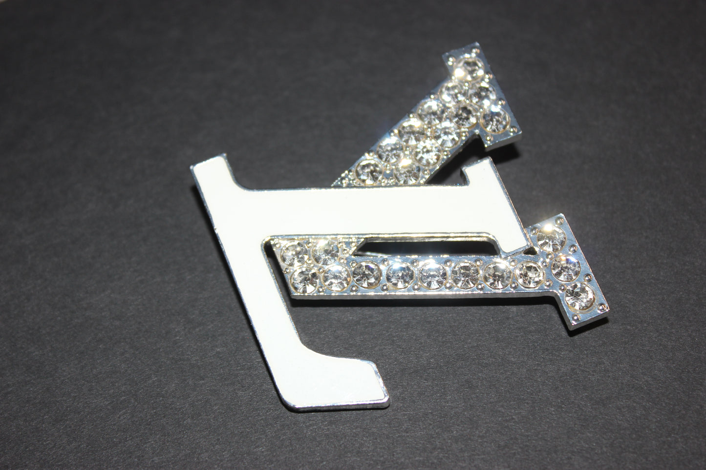 White & Silver Rhinestone Brooch Pin