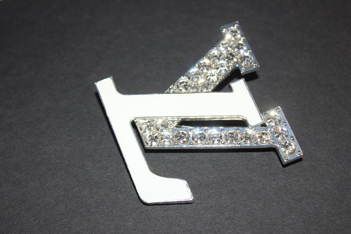 White & Silver Rhinestone Brooch Pin