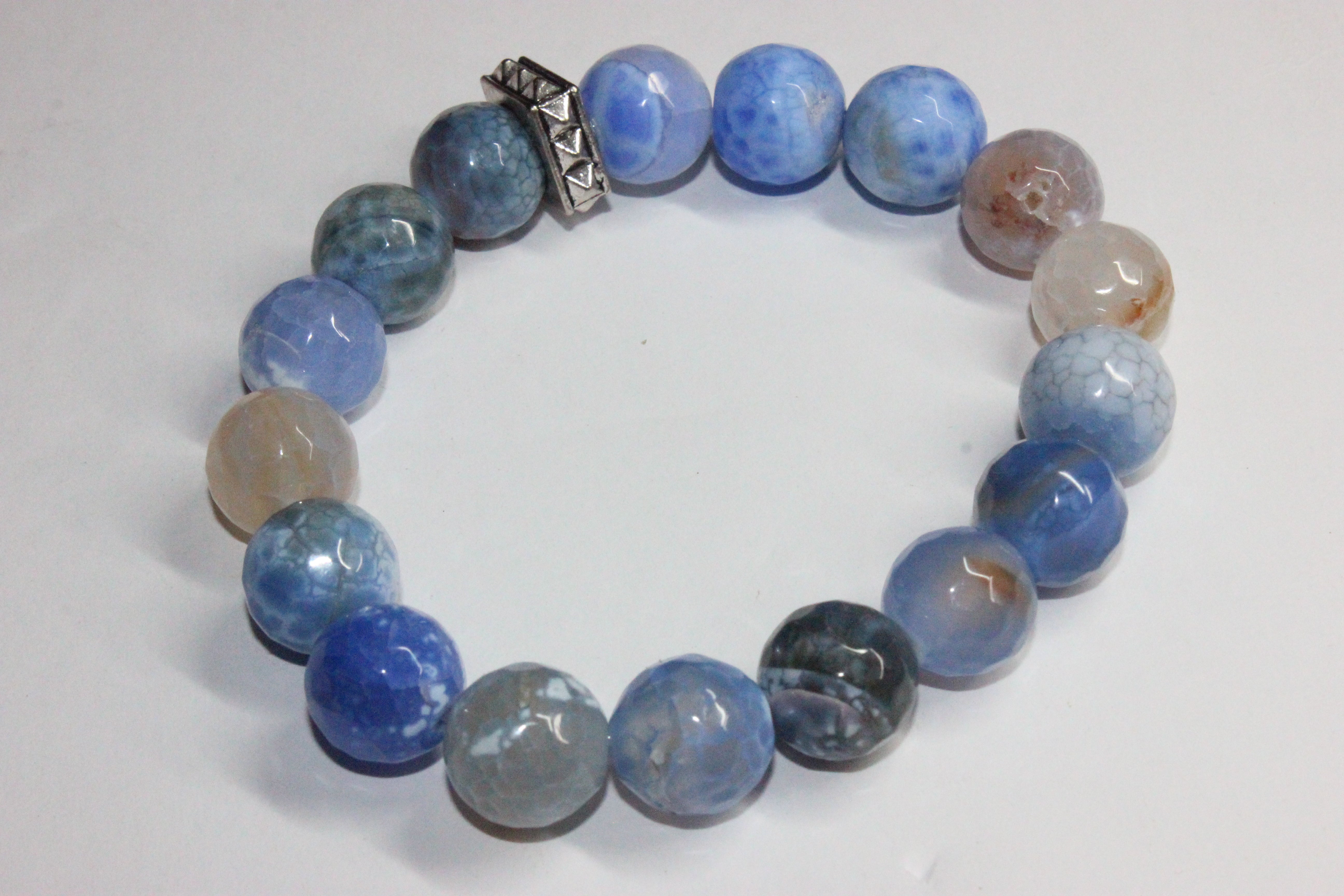 Shades Of Blue Beaded Bracelet set in silver