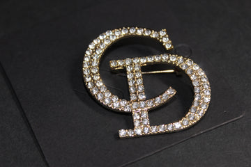 Gold Rhinestone Brooch Pin