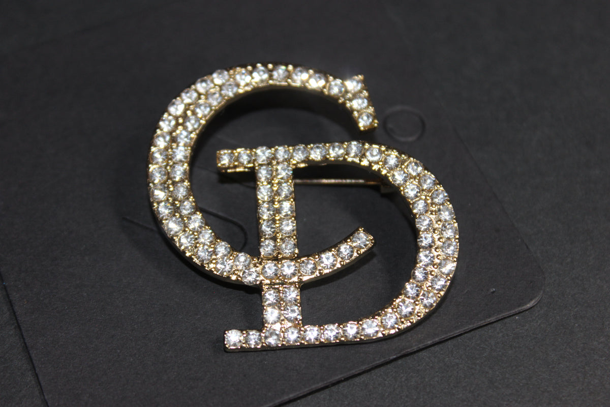Gold Rhinestone Brooch Pin
