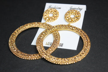 Champagne Rhinestone Hoop Earrings