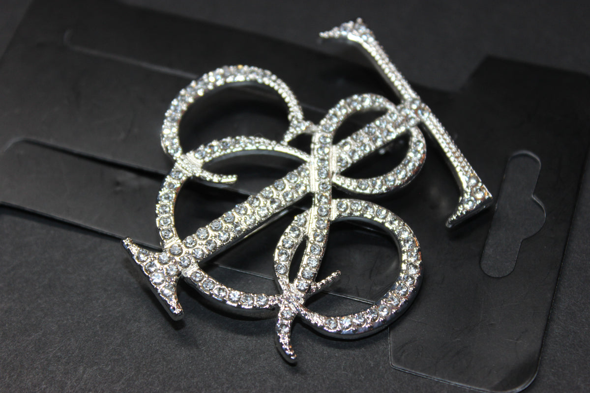 Silver Rhinestone Brooch Pin