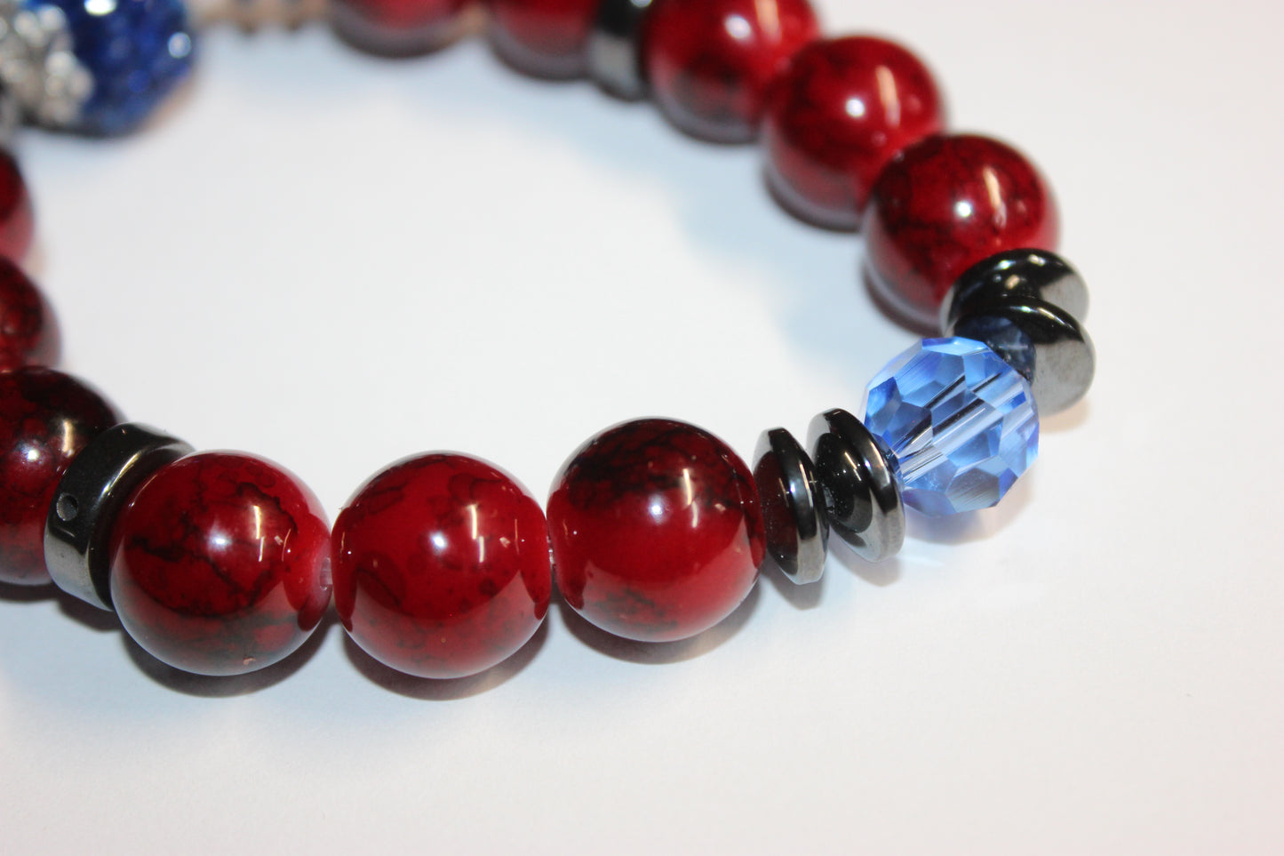 Red & Blue Beaded Bracelet