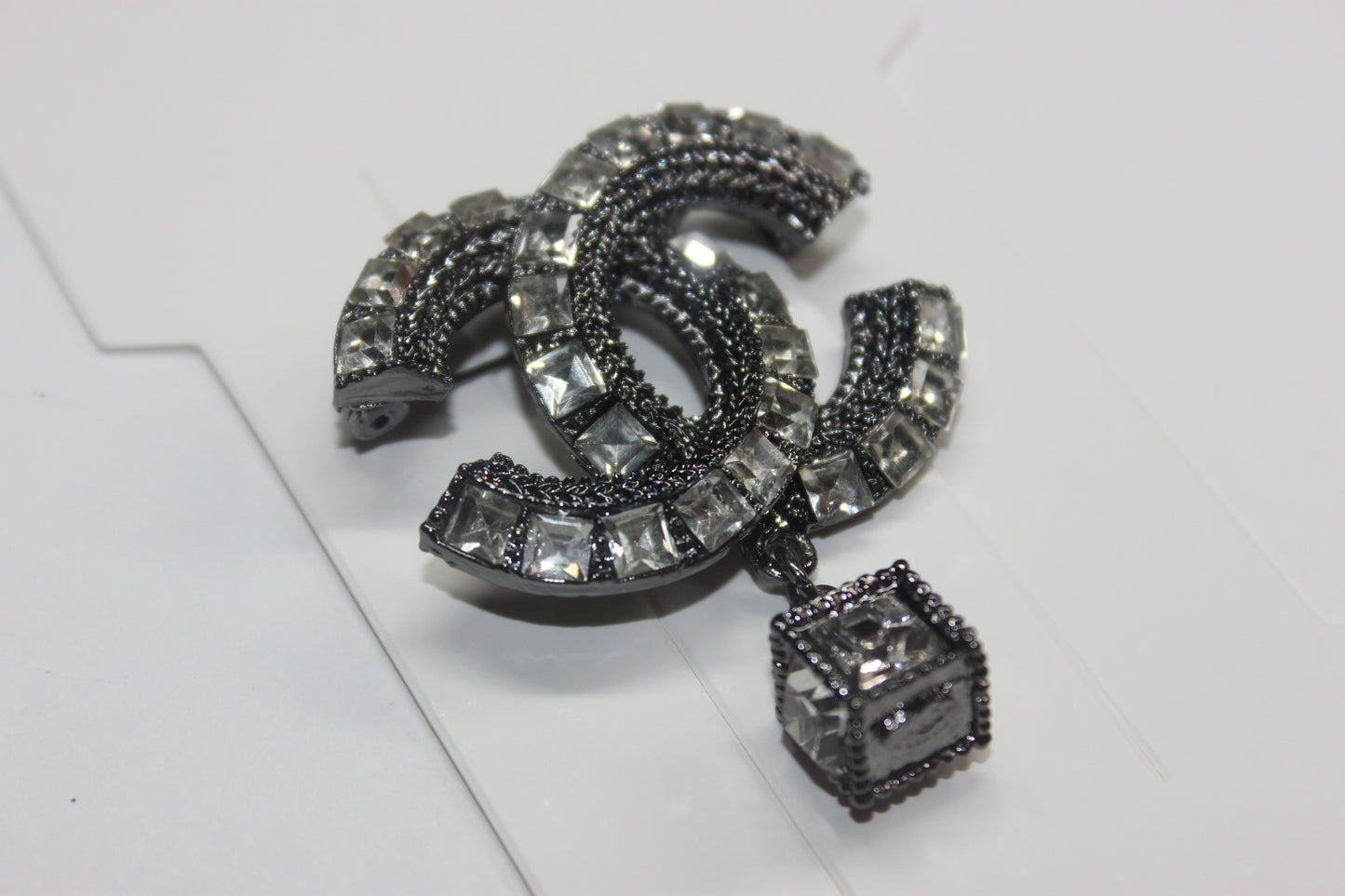 Rhinestone & Black Brooch Pin