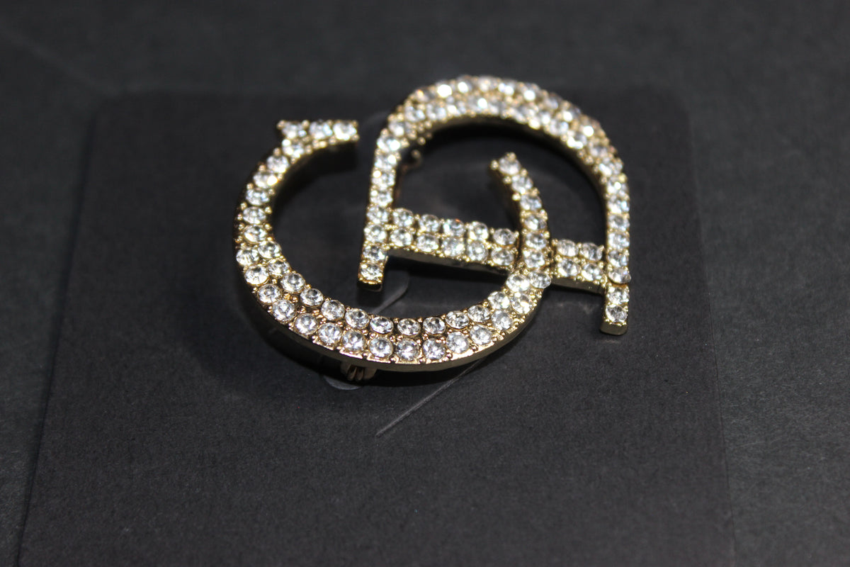 Gold Rhinestone Brooch Pin