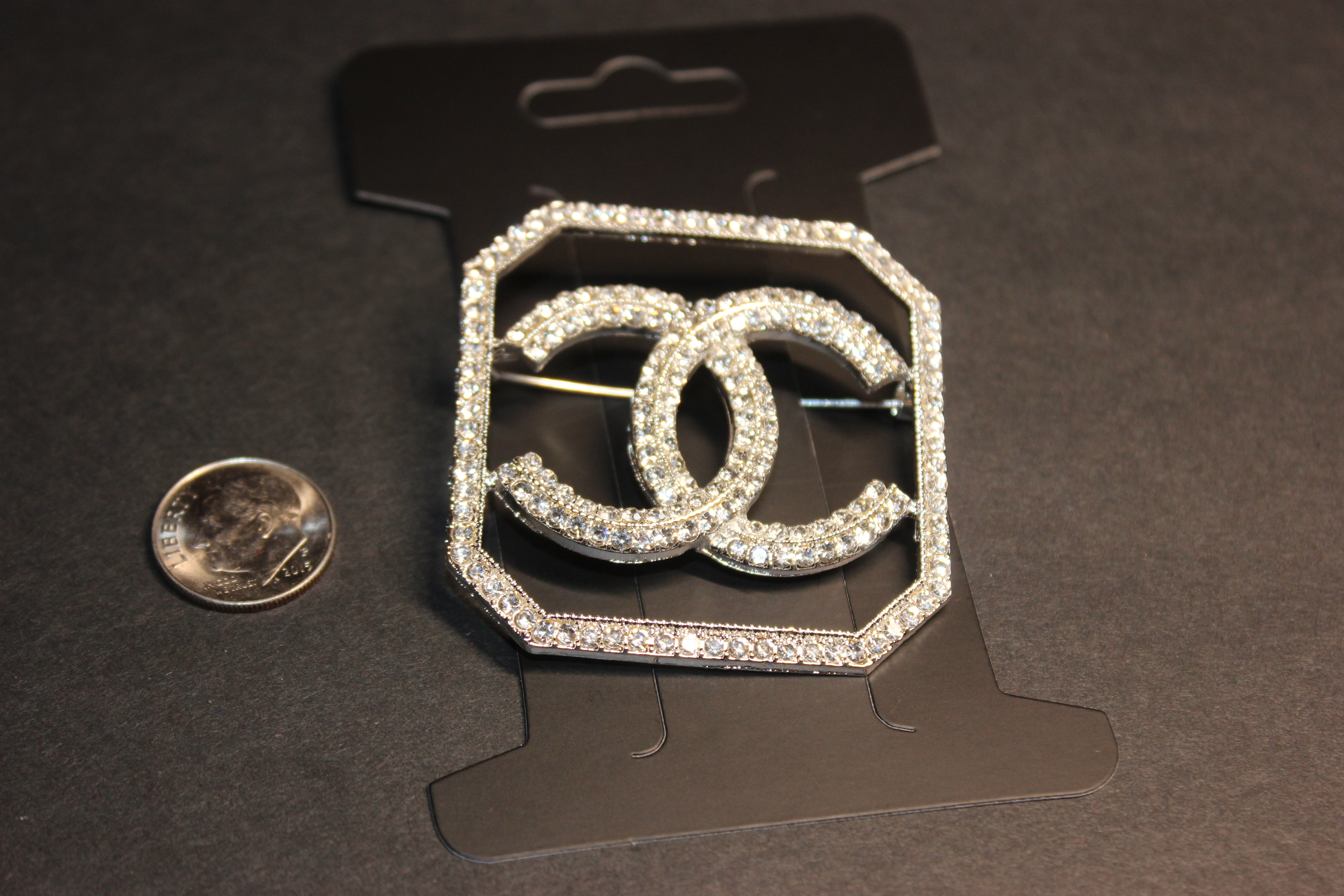 Rhinestone Silver Brooch Pin