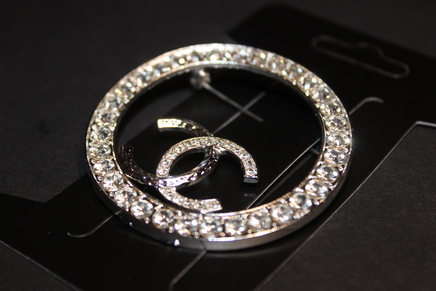 Silver Rhinestone Brooch Pin