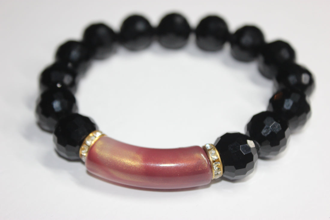 Kéino With Gold Black Ice Beaded Bracelet