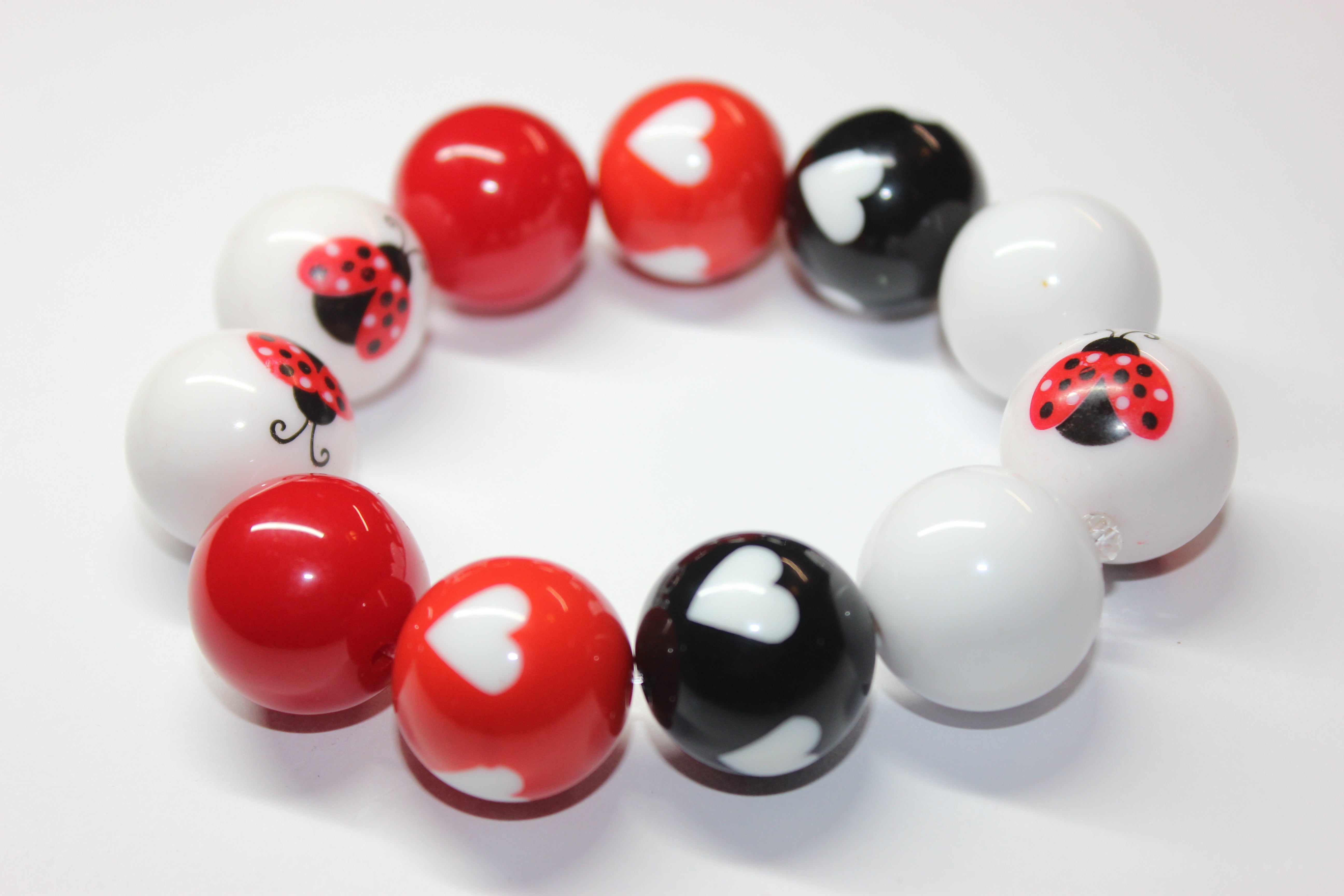 Red White & Black Ladybug Bracelet