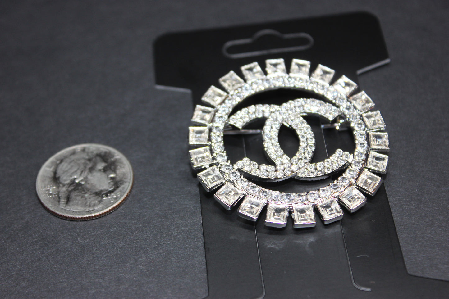 Silver Rhinestone Brooch Pin