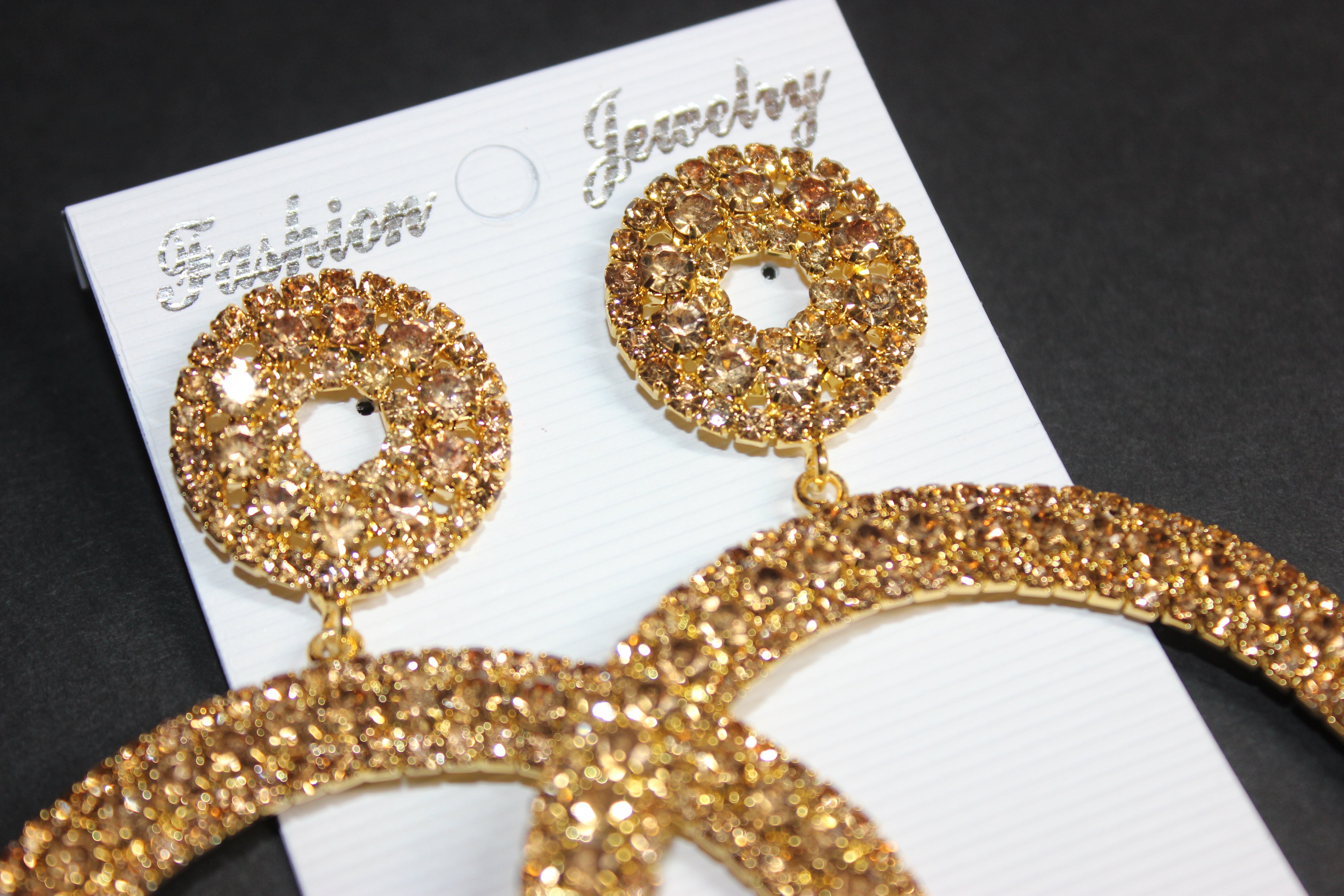 Champagne Rhinestone Hoop Earrings