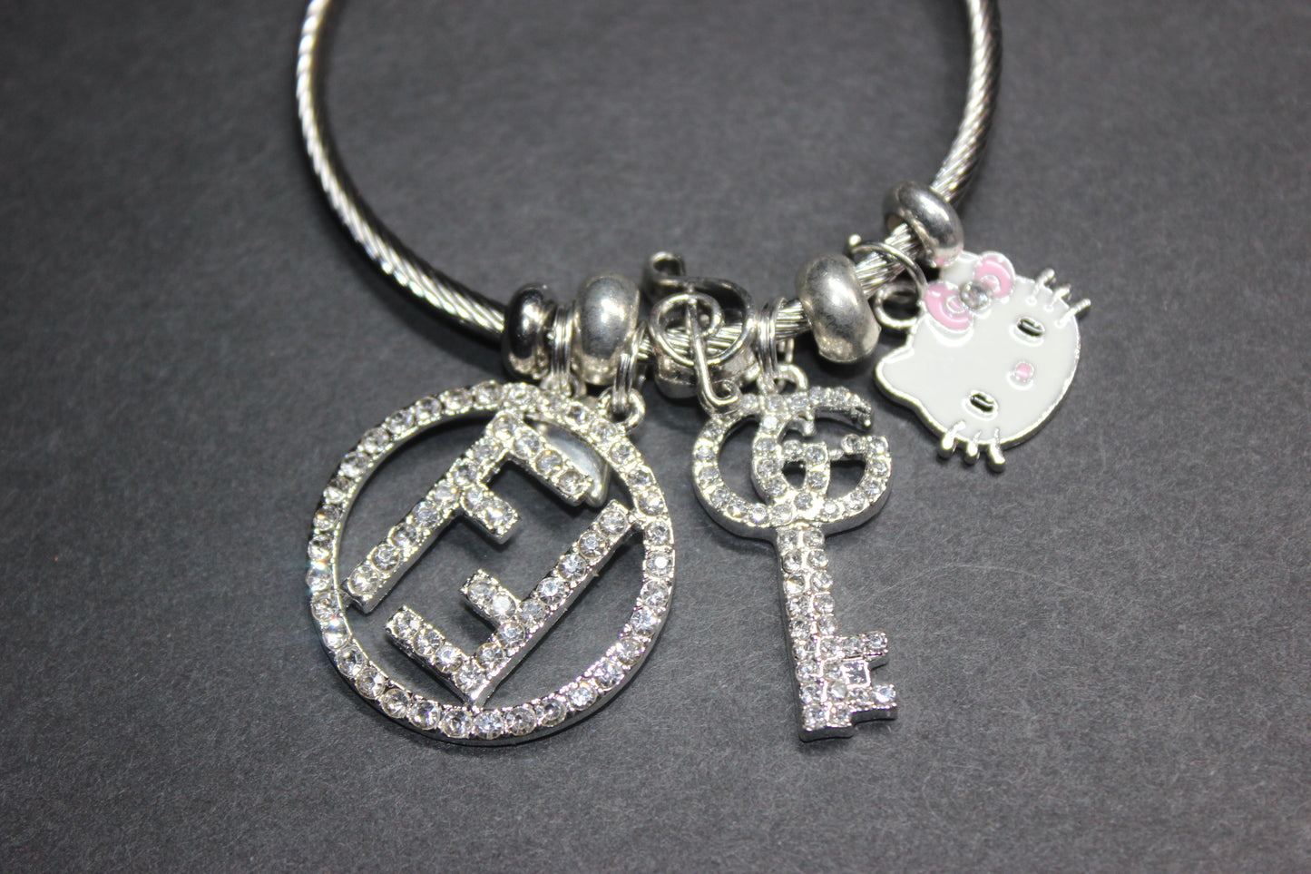 Silver Charm Bangle Bracelet