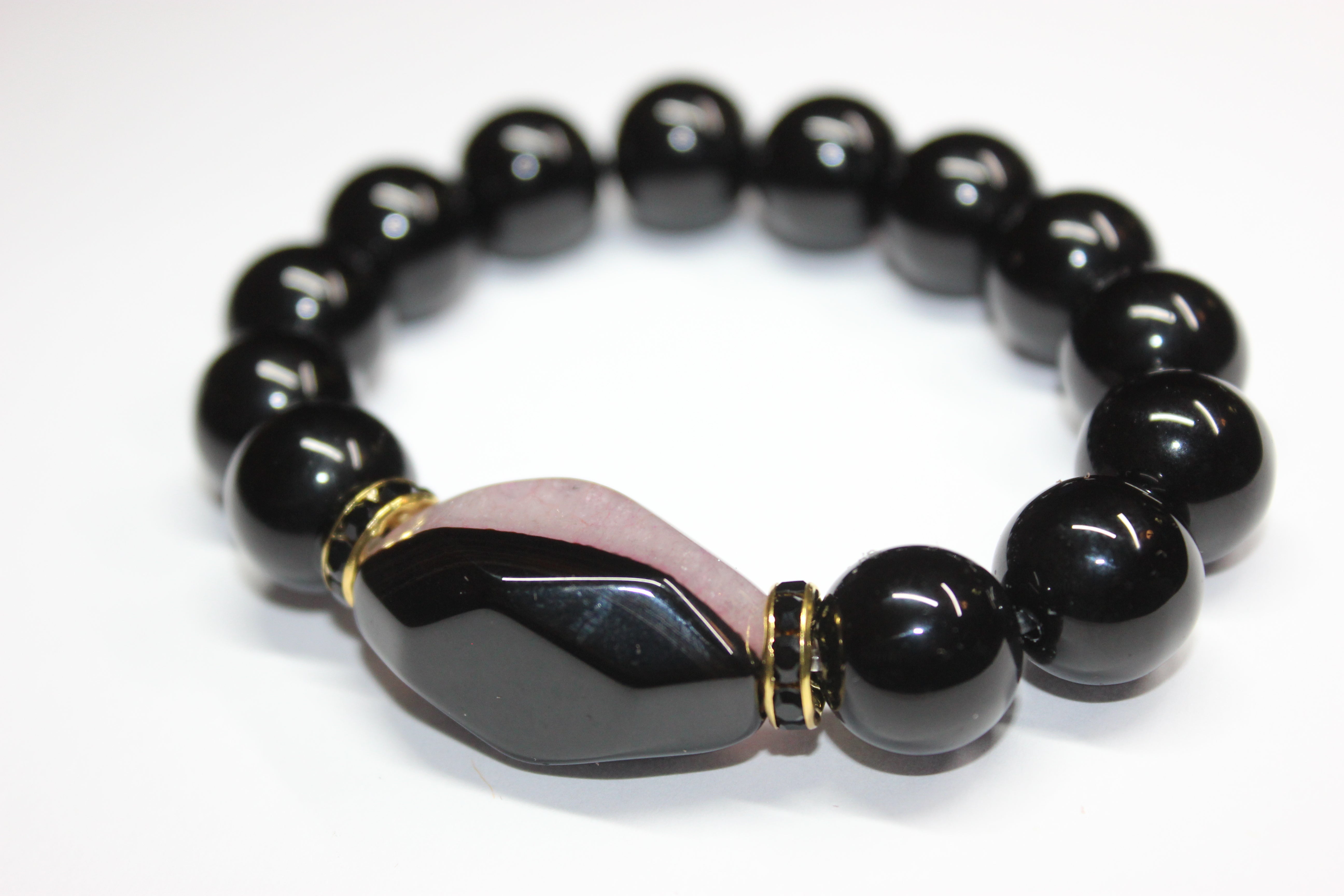 Black Gold & Jewel Toned Smooth Gemstone Bracelet