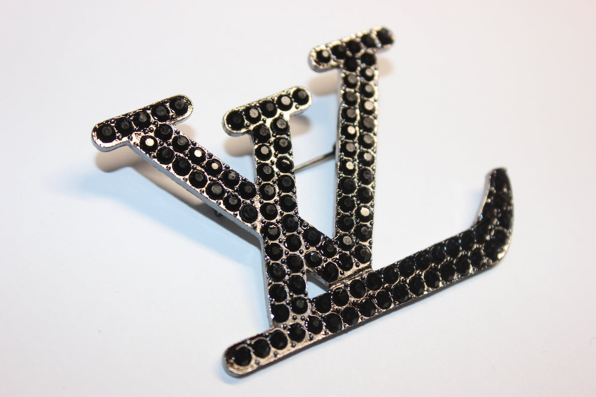 Black Rhinestone Brooch Pin