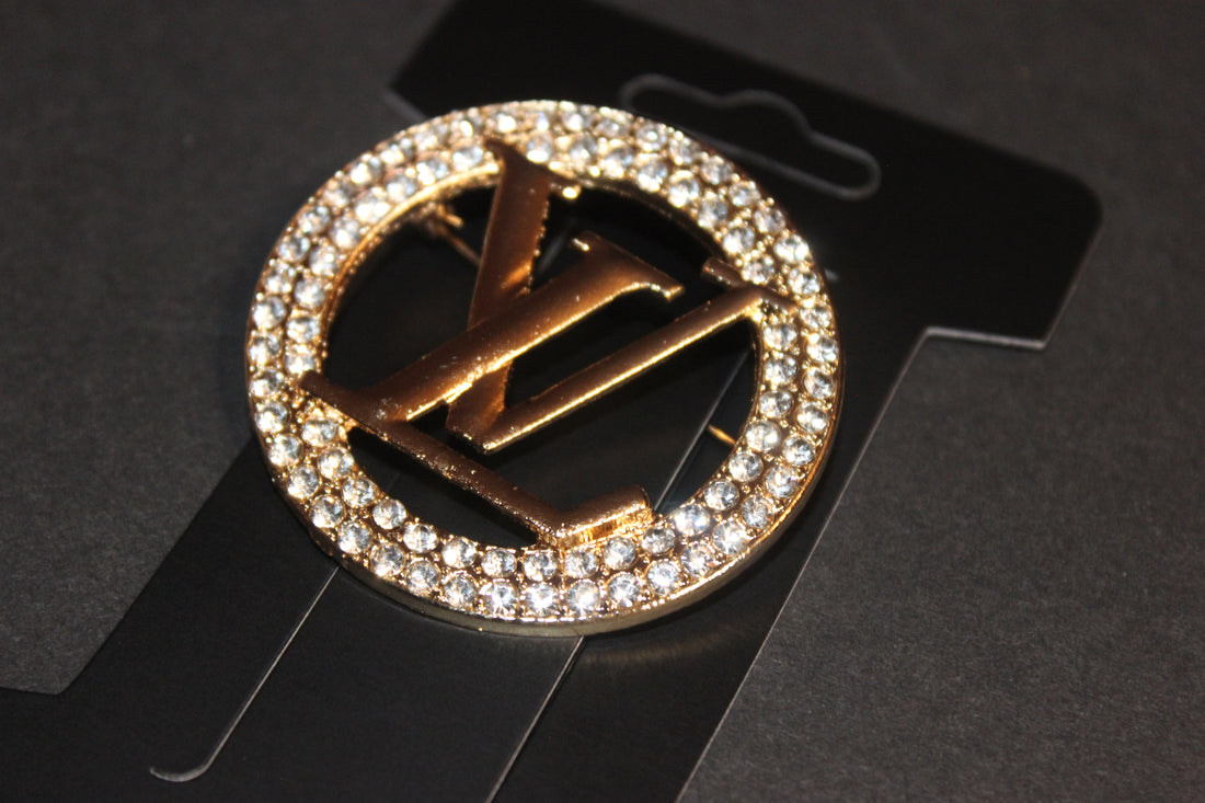 Gold & Rhinestone Brooch Pin