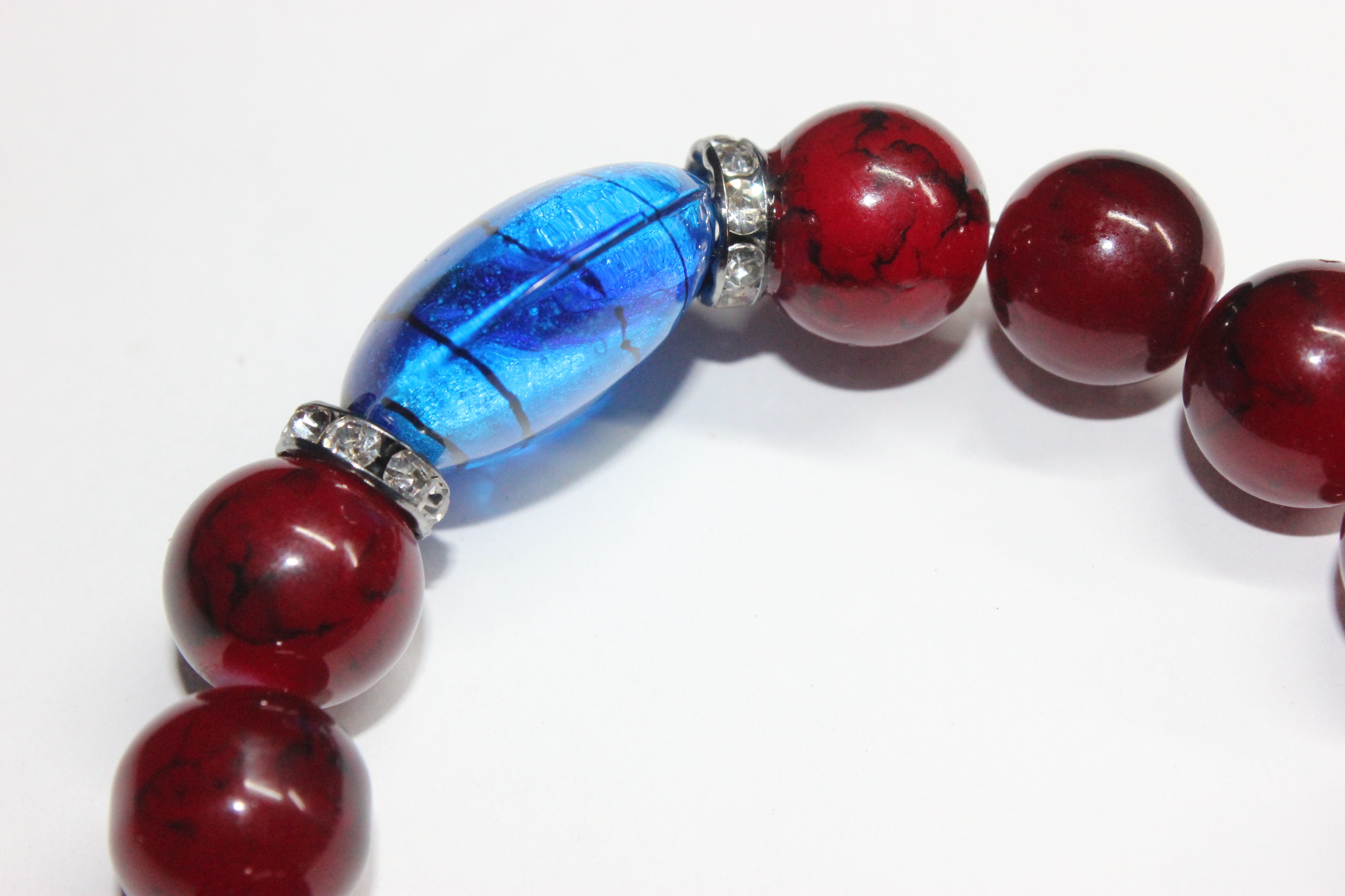 Red & Blue Beaded Bracelet