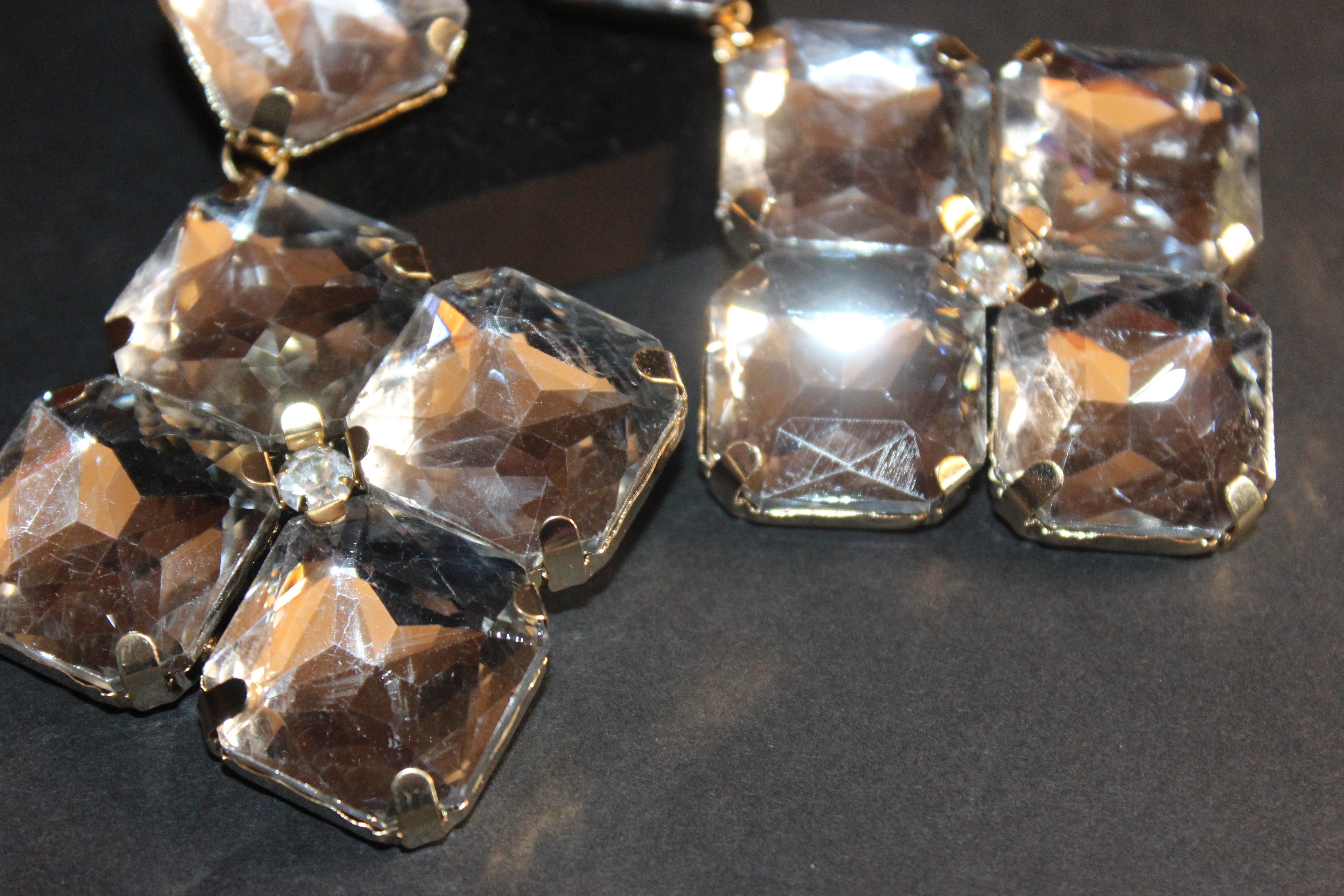 Clear Rhinestone Clip On Earrings