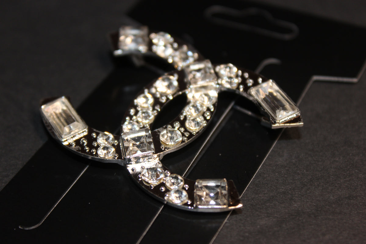 Rhinestone & Silver Brooch Pin