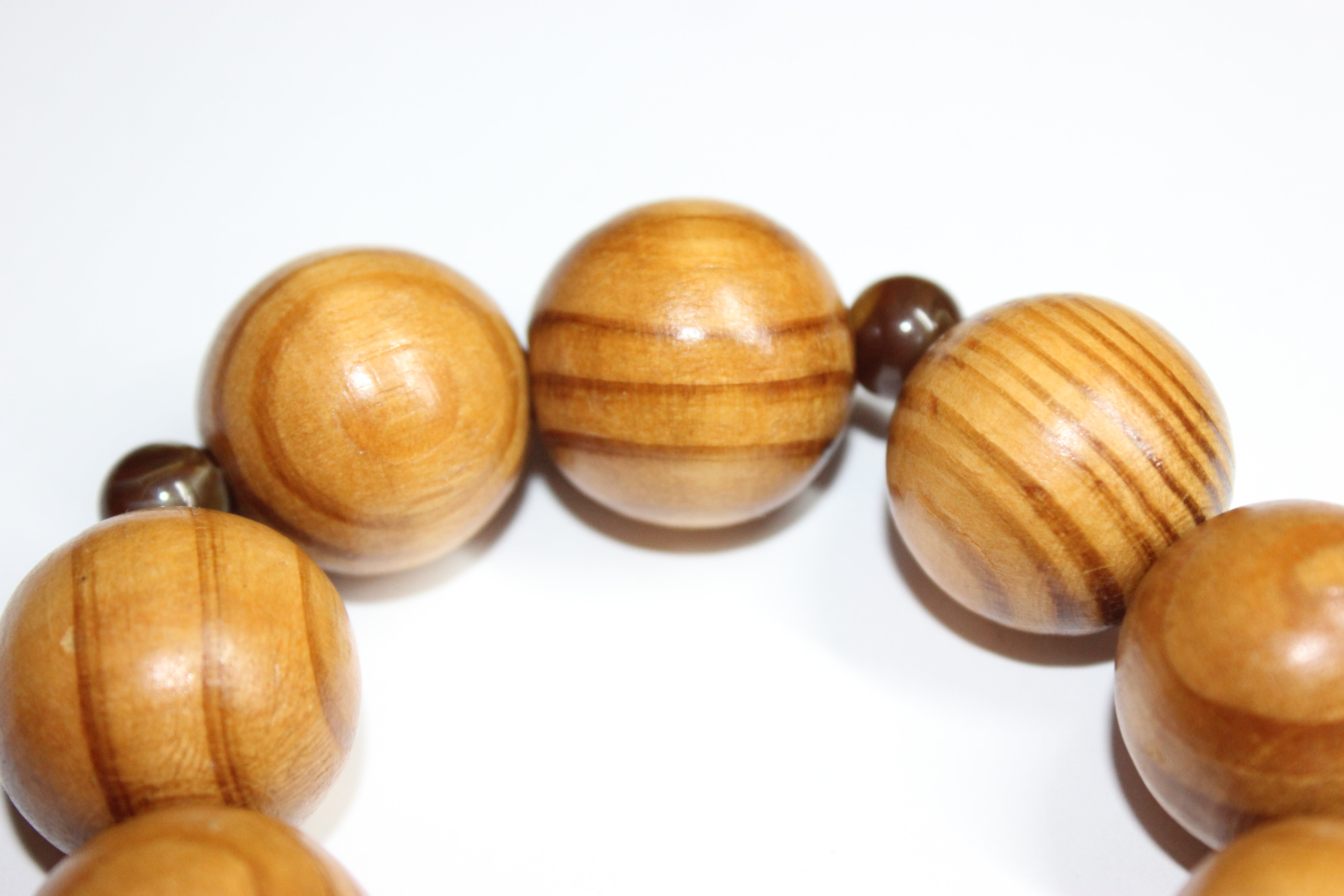 Large Wood & Brown Beaded Bracelet