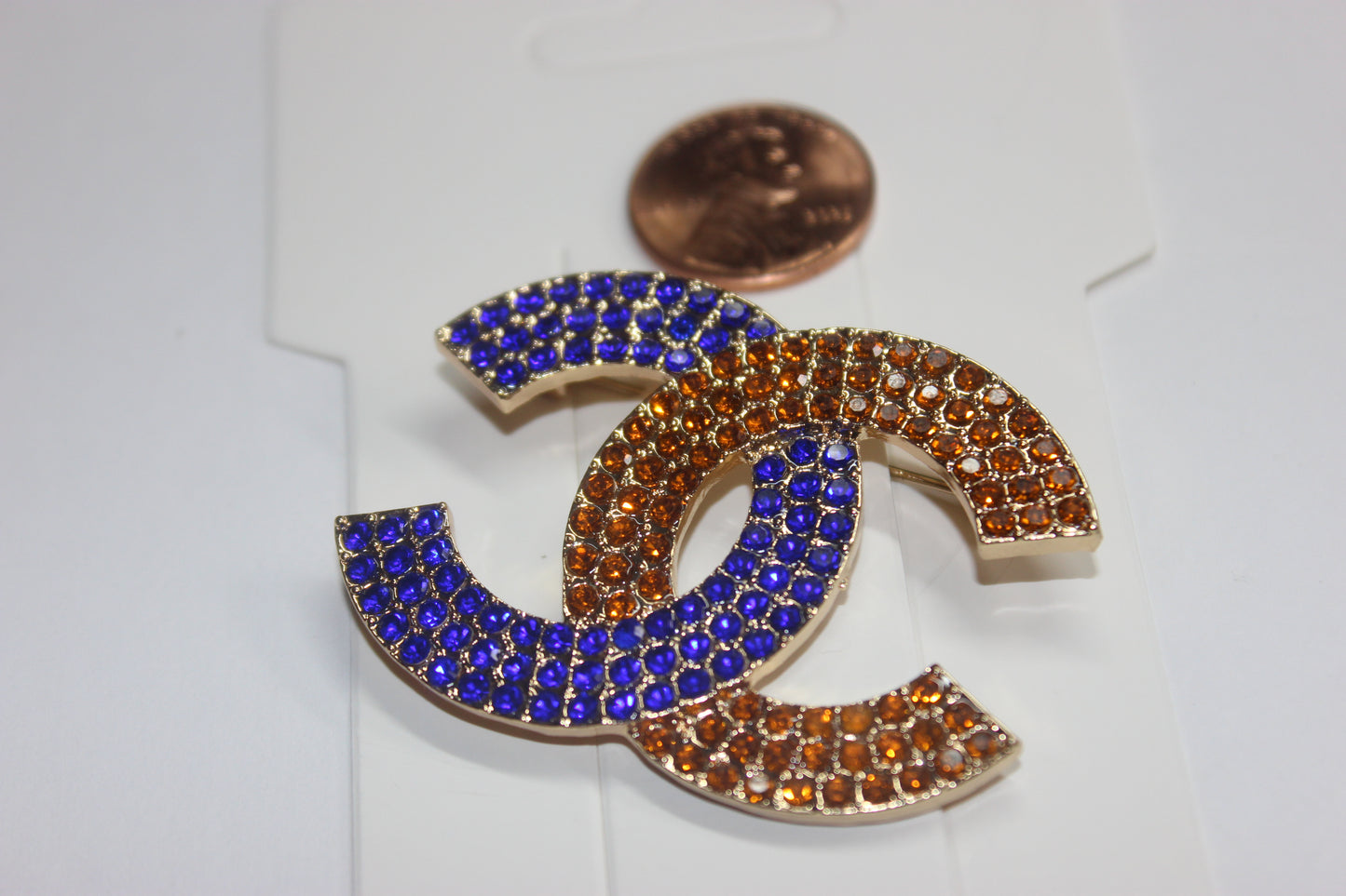 Brown/Blue & Gold Brooch Pin